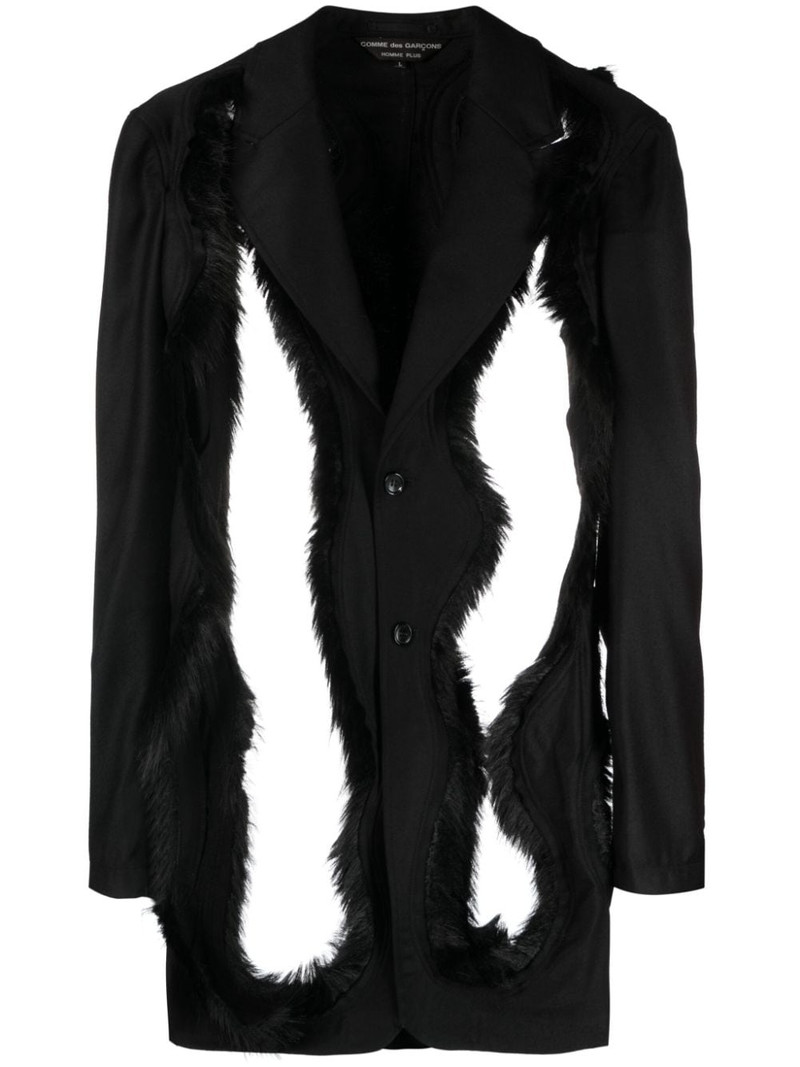 faux fur-embellished single-breasted blazer 1