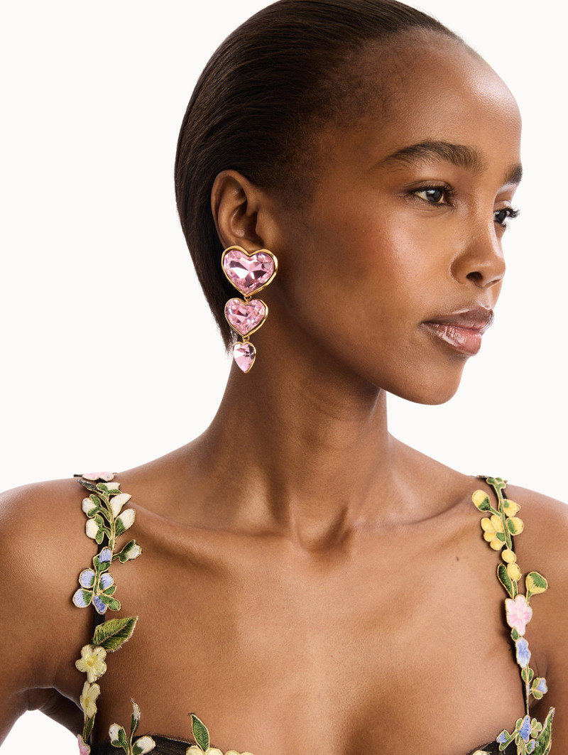 Oscar de la Renta CRYSTAL HEART DROP CLIP-ON EARRINGS outlook