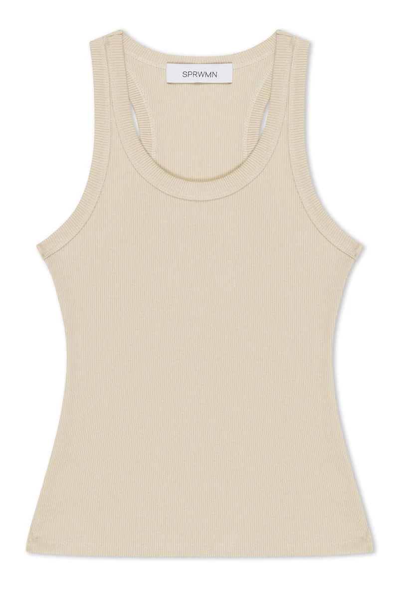 PISTACHIO RIB FITTED SCOOPED TANK - 1