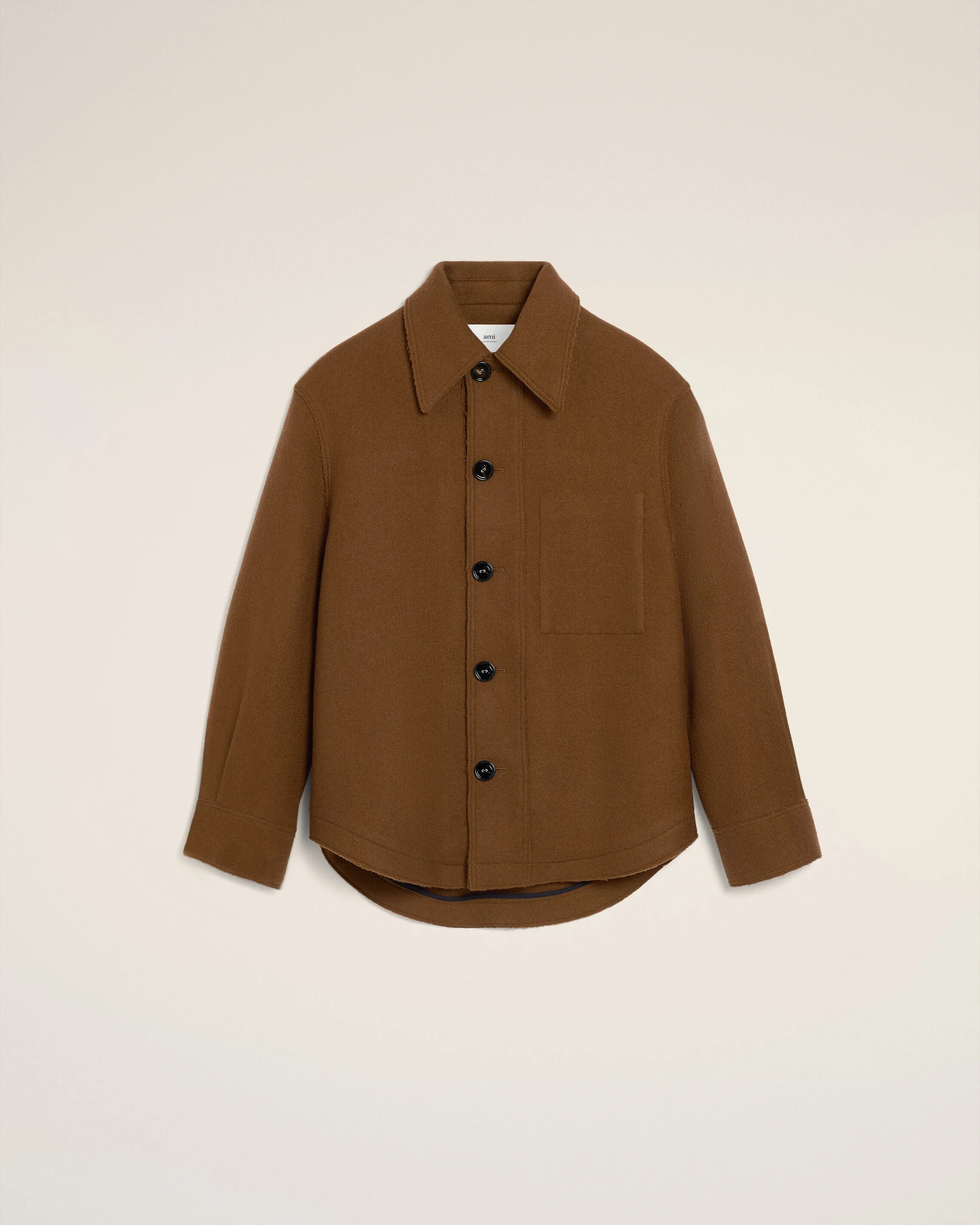 BROWN WOOL BUTTONED JACKET - 1