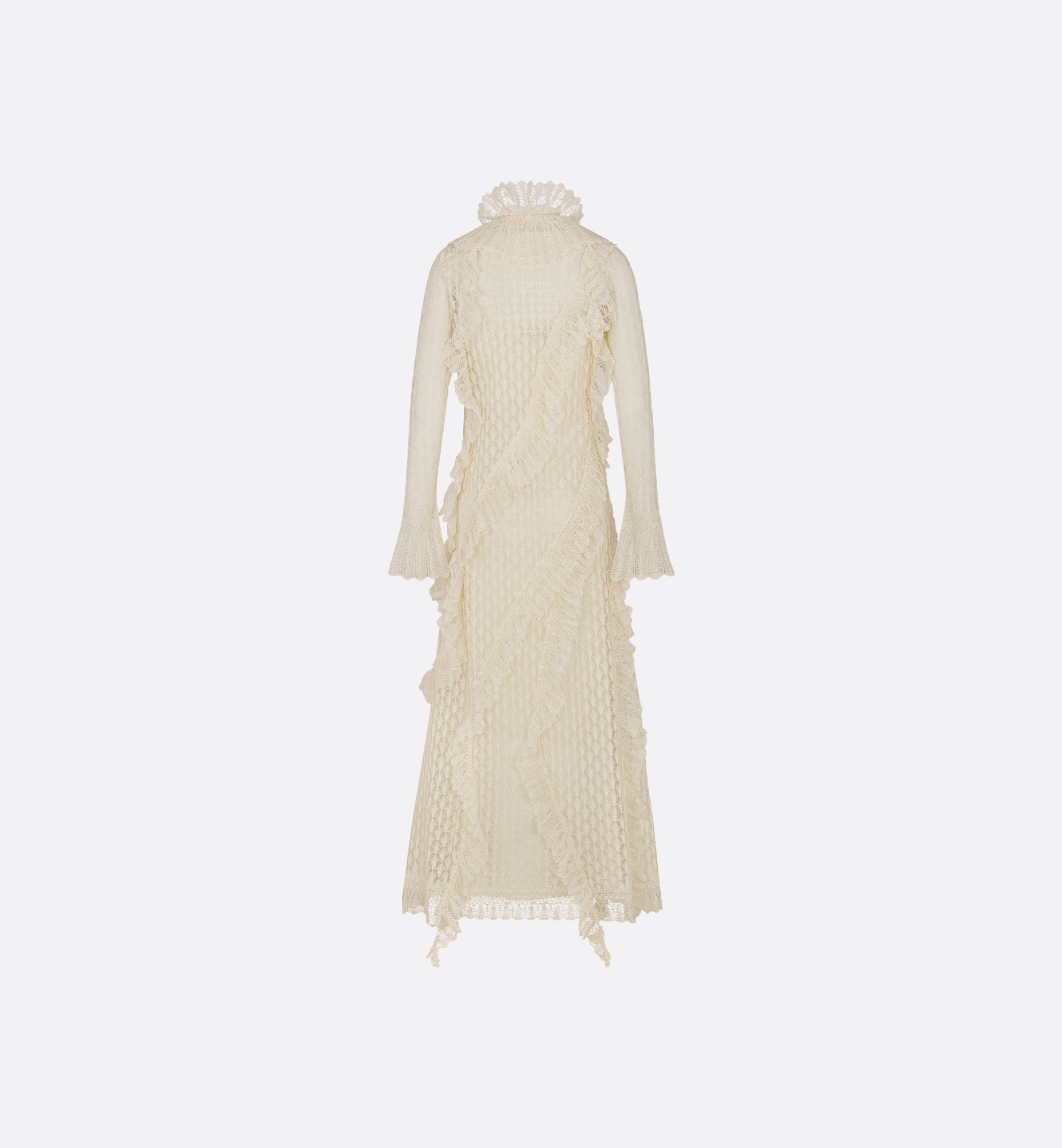 Long Ruffled Dress with Removable Ruched Collar - 2