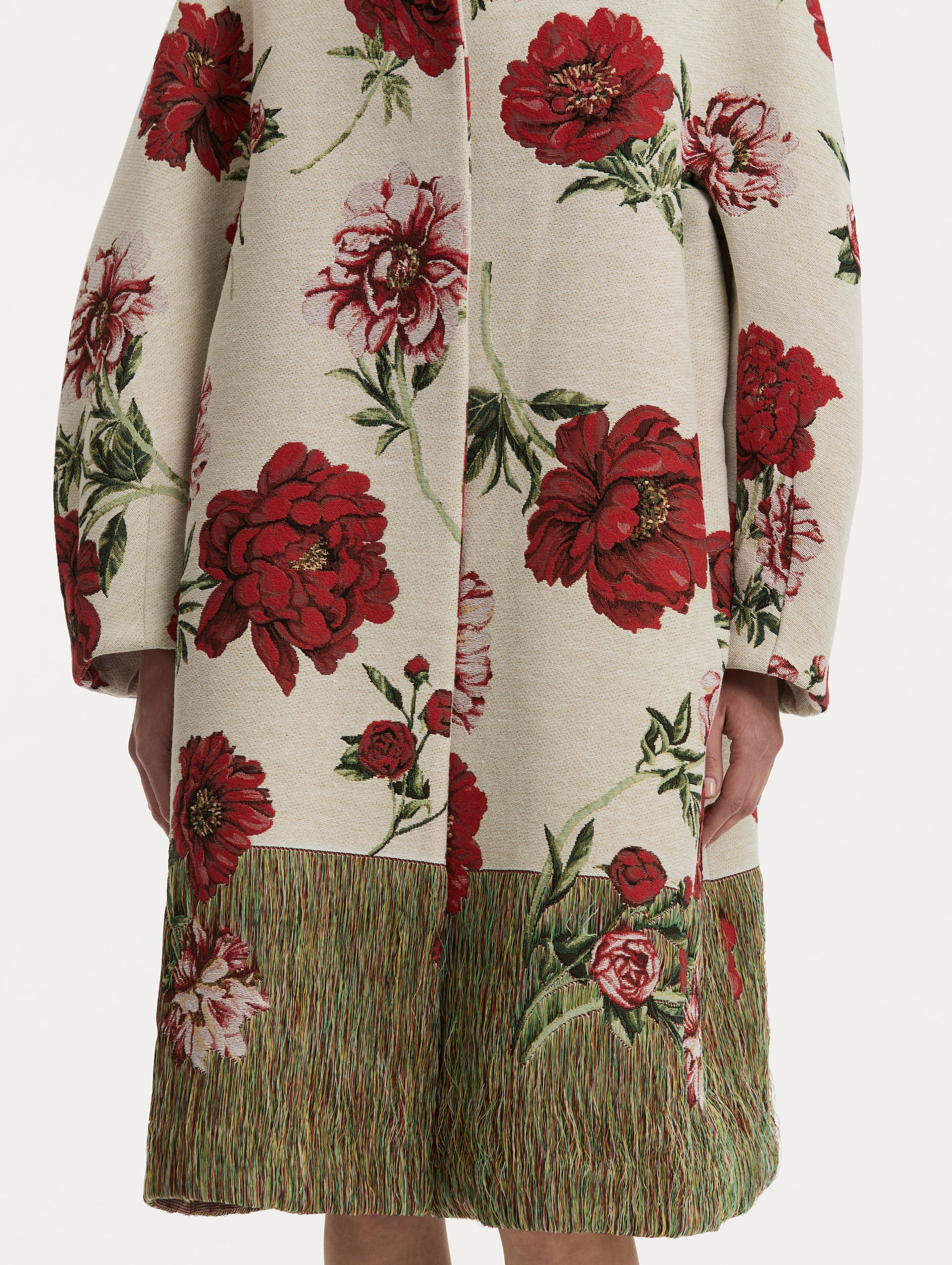 PEONY UNRAVELED JACQUARD COAT - 5