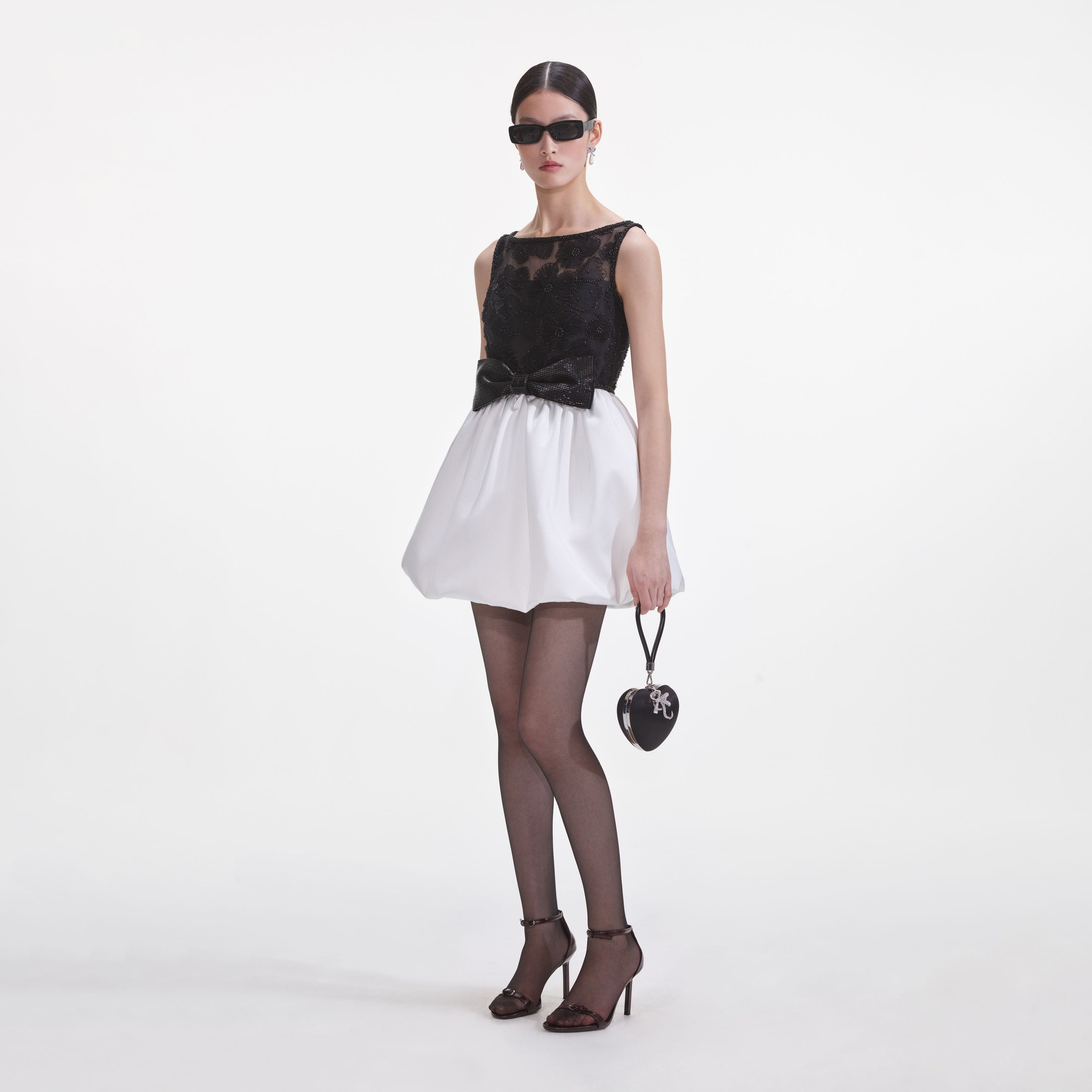 Black And White Tulle Mini Dress - 2