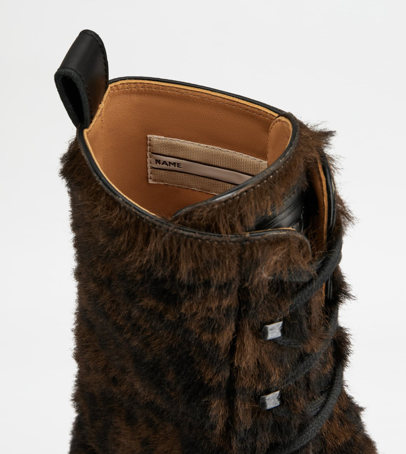 WINTER GOMMINO ANKLE BOOTS IN PONY EFFECT LEATHER - BLACK, BROWN 6