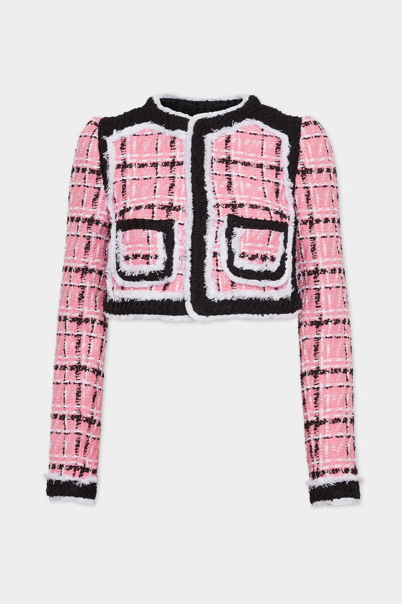 BOUCLÉ LONG SLEEVES CROPPED JACKET - 1
