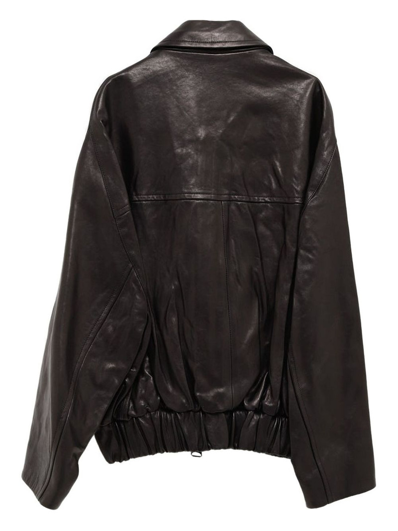 KHAITE ruched-hem lambskin jacket outlook