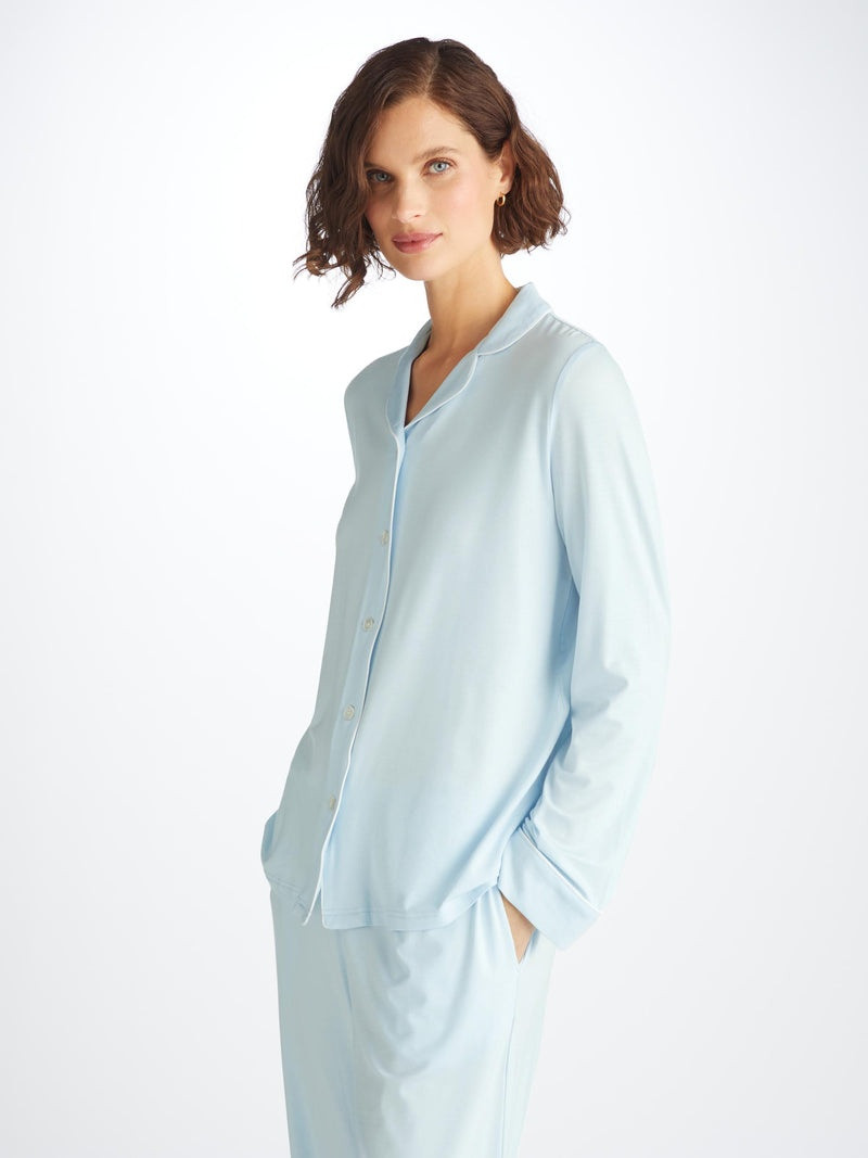 Derek Rose Women's Pajamas Lara Micro Modal Stretch Ice Blue outlook