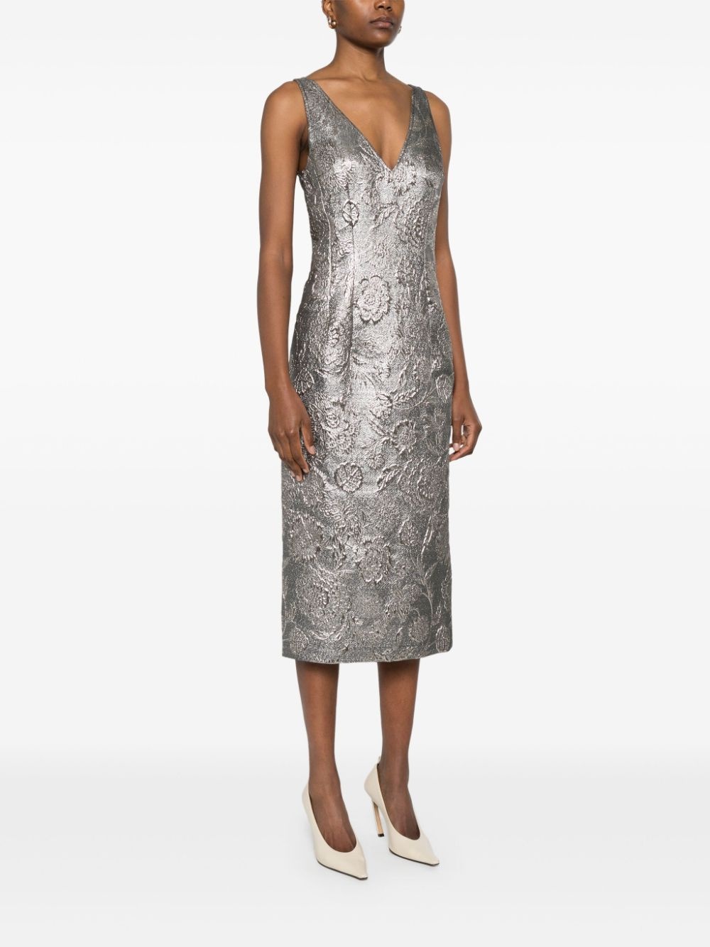 brocade midi dress - 3