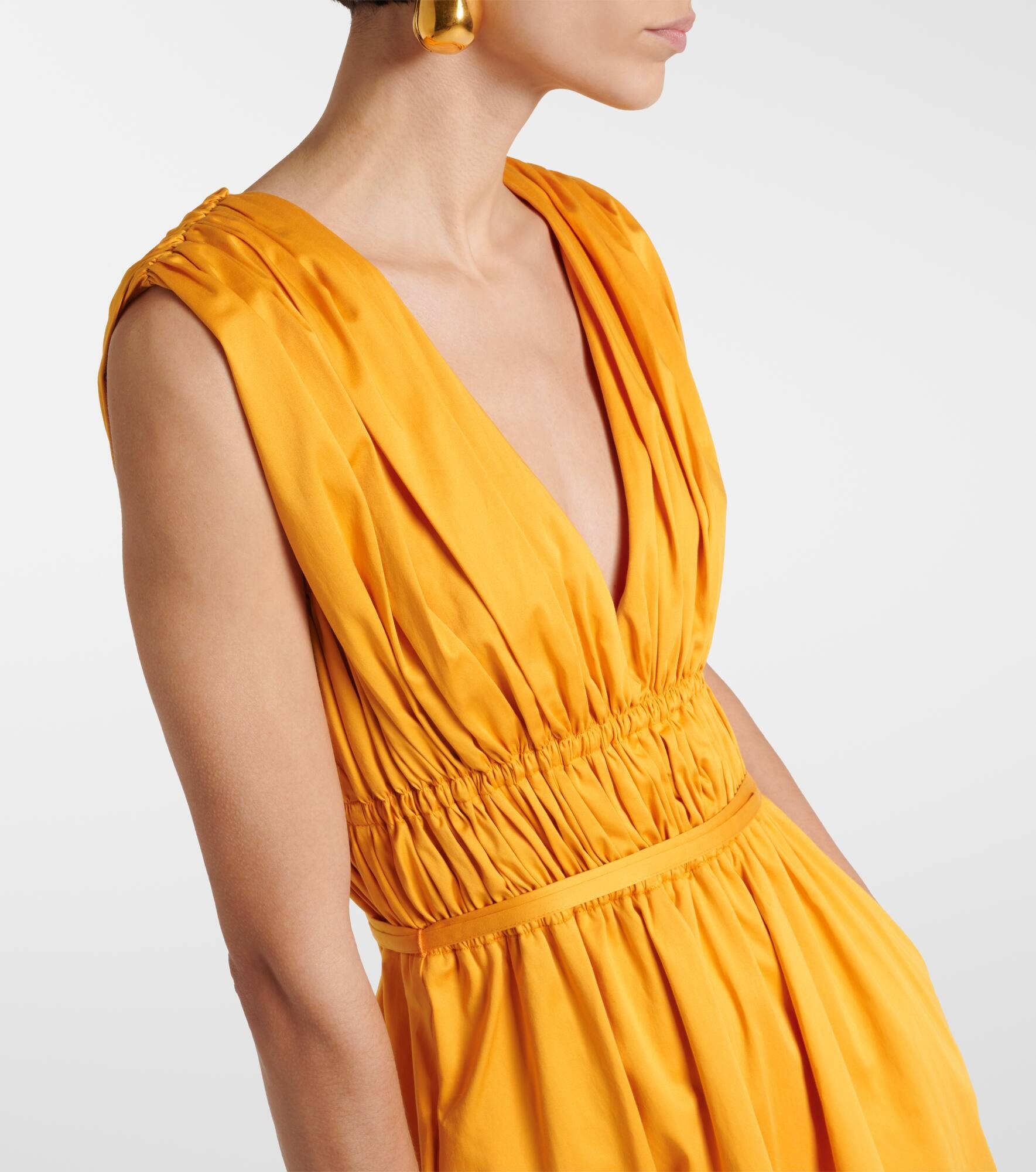 Fiona ruched cotton-blend midi dress - 4