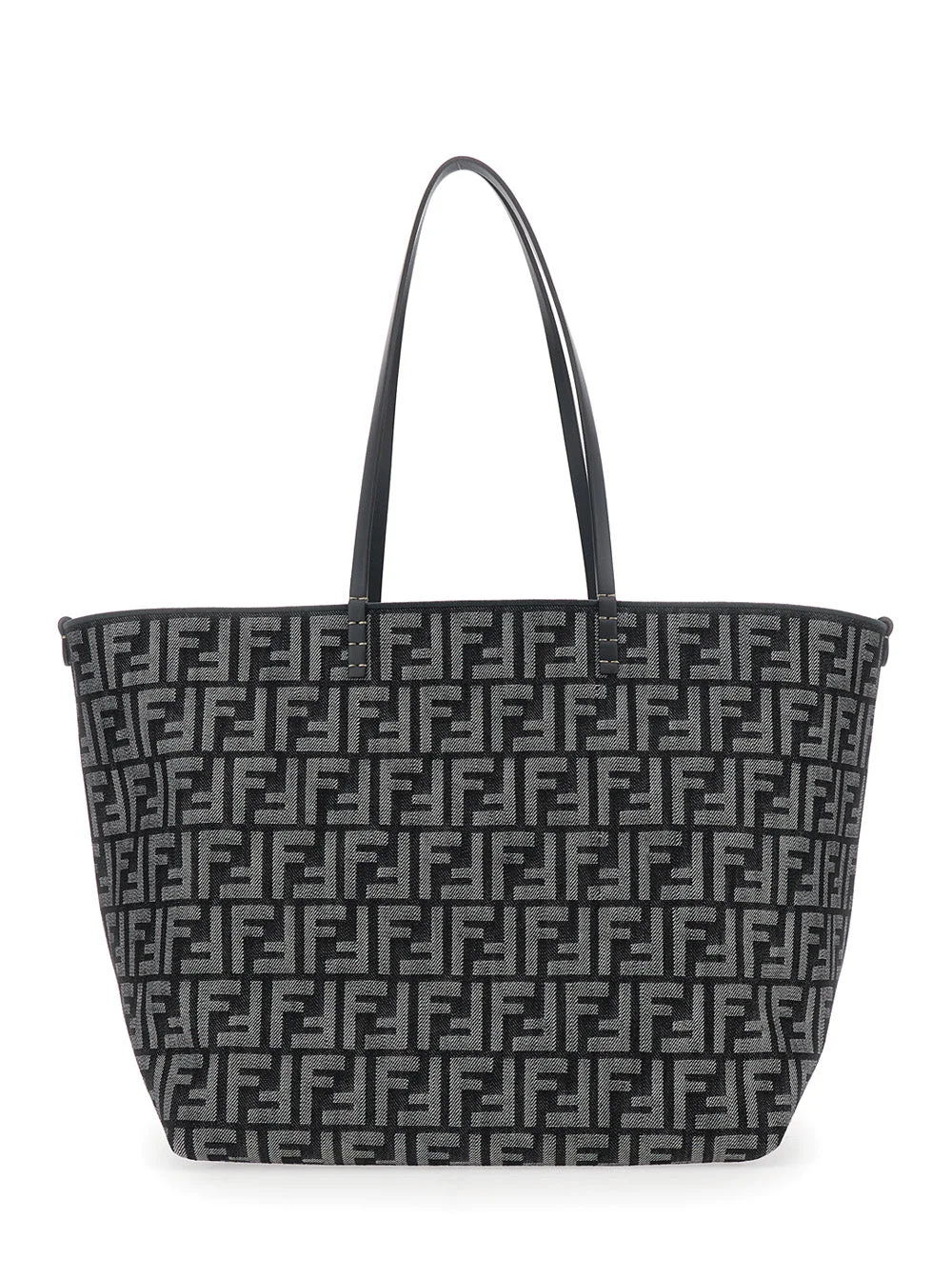 Fendi Women 'Roll Large' Blu Shopper With All-Over Ff Motif In Cotton Blend With Sponge Effect Woman - 1