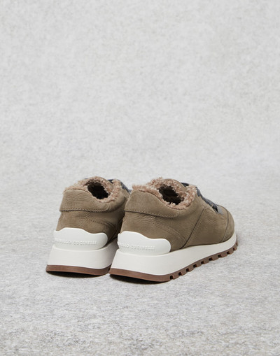 Brunello Cucinelli Nubuk runners with shearling lining and monili outlook
