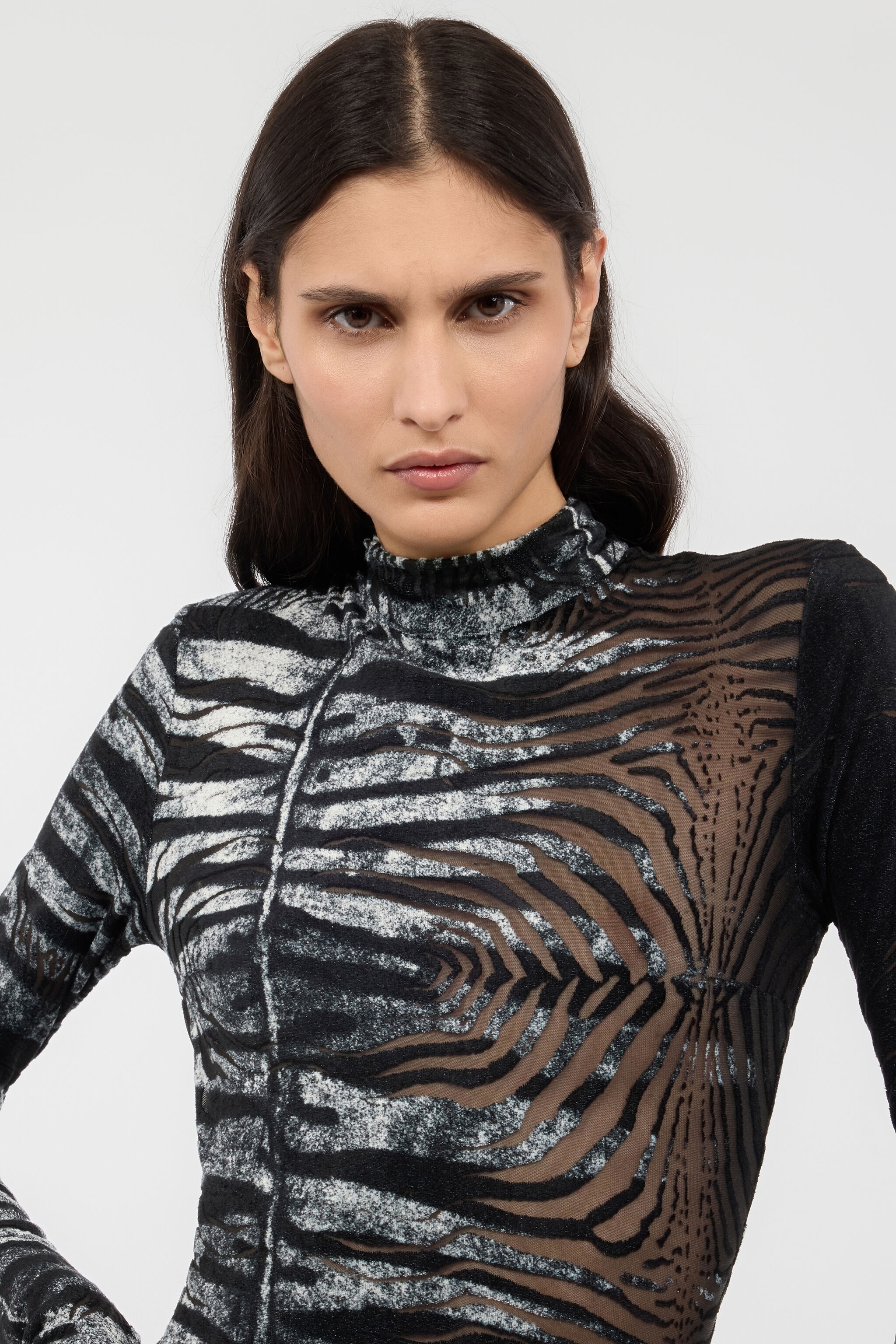 Long See-Through Dress With Zebra Pattern - 6
