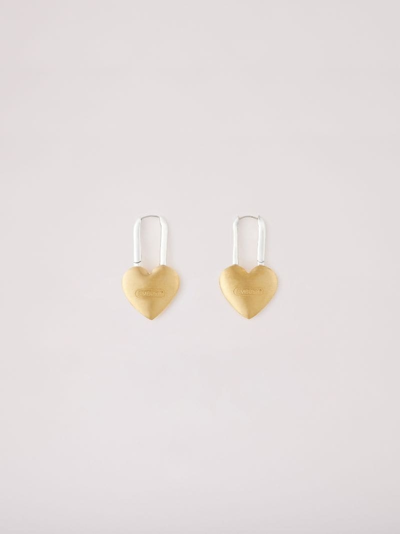 SMALL HEART PADLOCK EARRING - 1