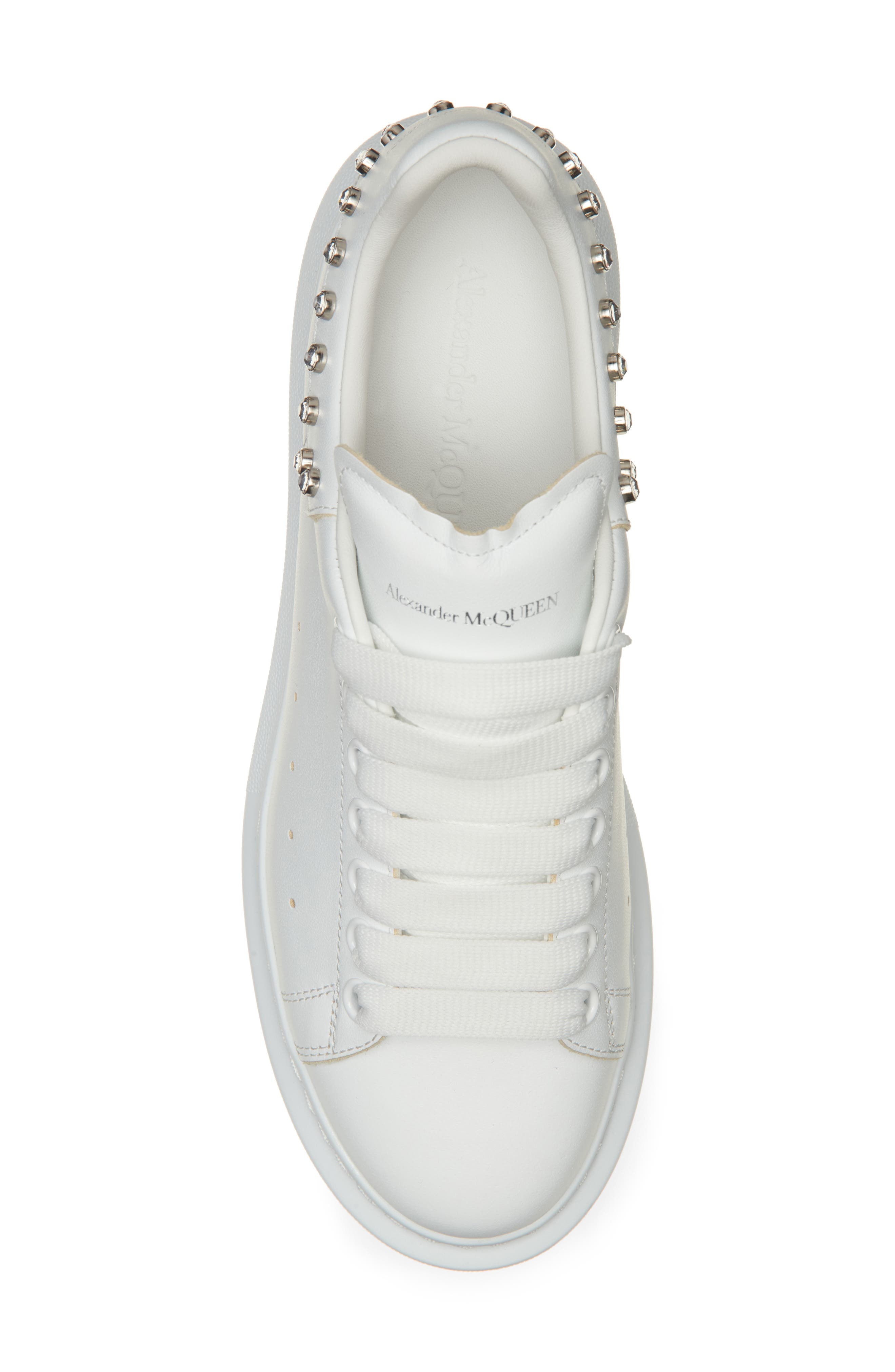 McQueen Oversized Crystal Embellished Sneaker in White/White/Crystal at Nordstrom - 5