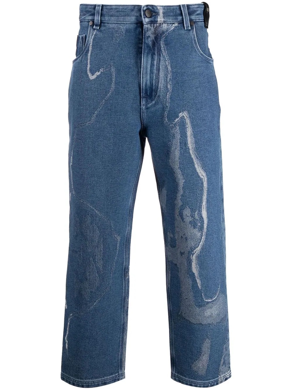 Earth-print cropped jeans - 1