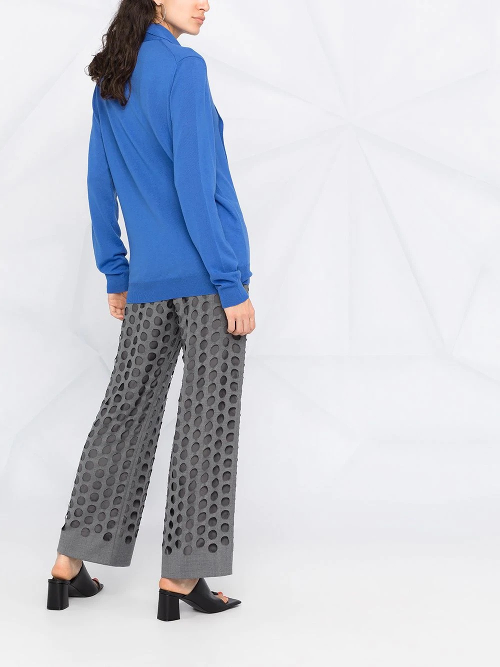 hole punched tailored trousers - 4