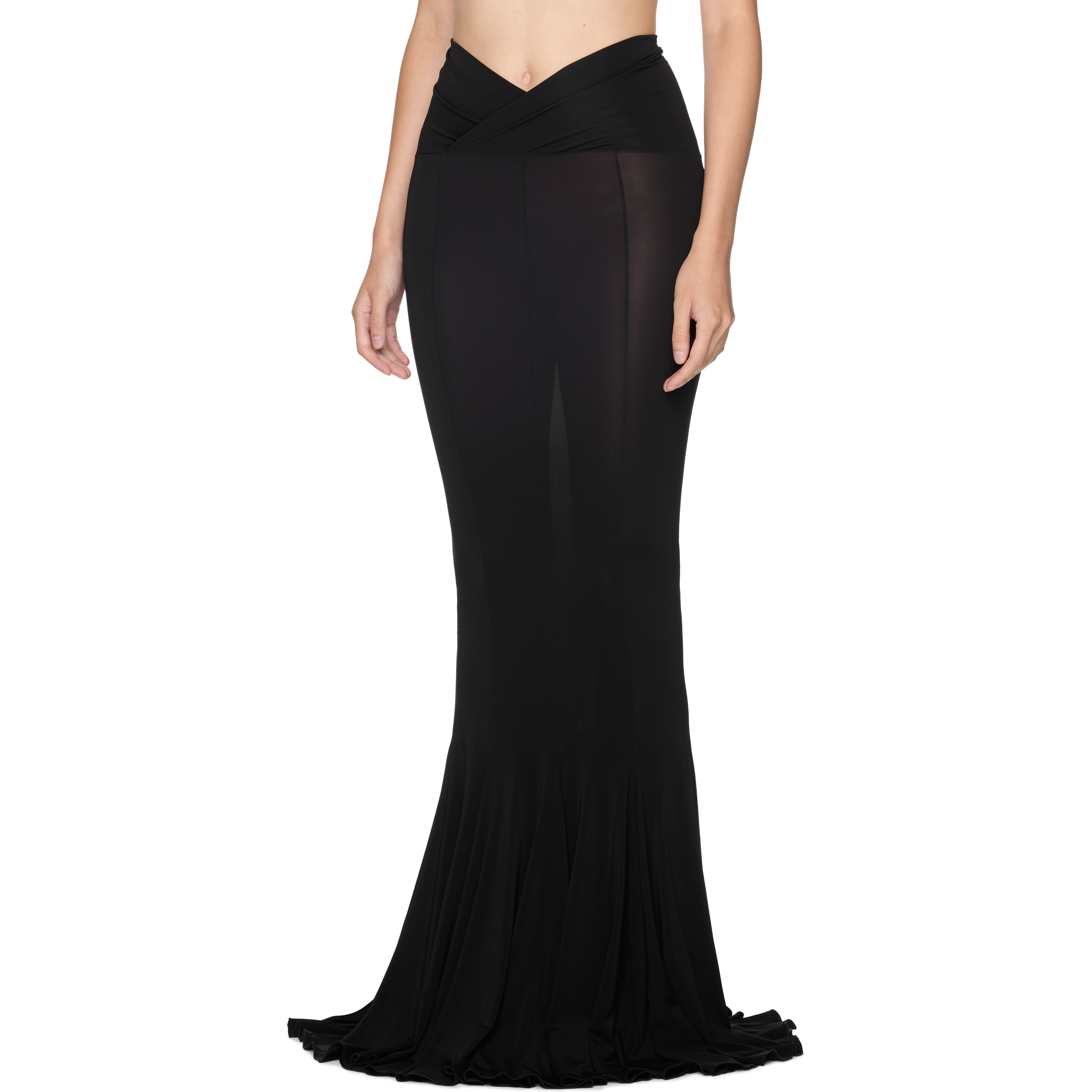 V-Waist Flared Jersey Maxi Skirt - 2