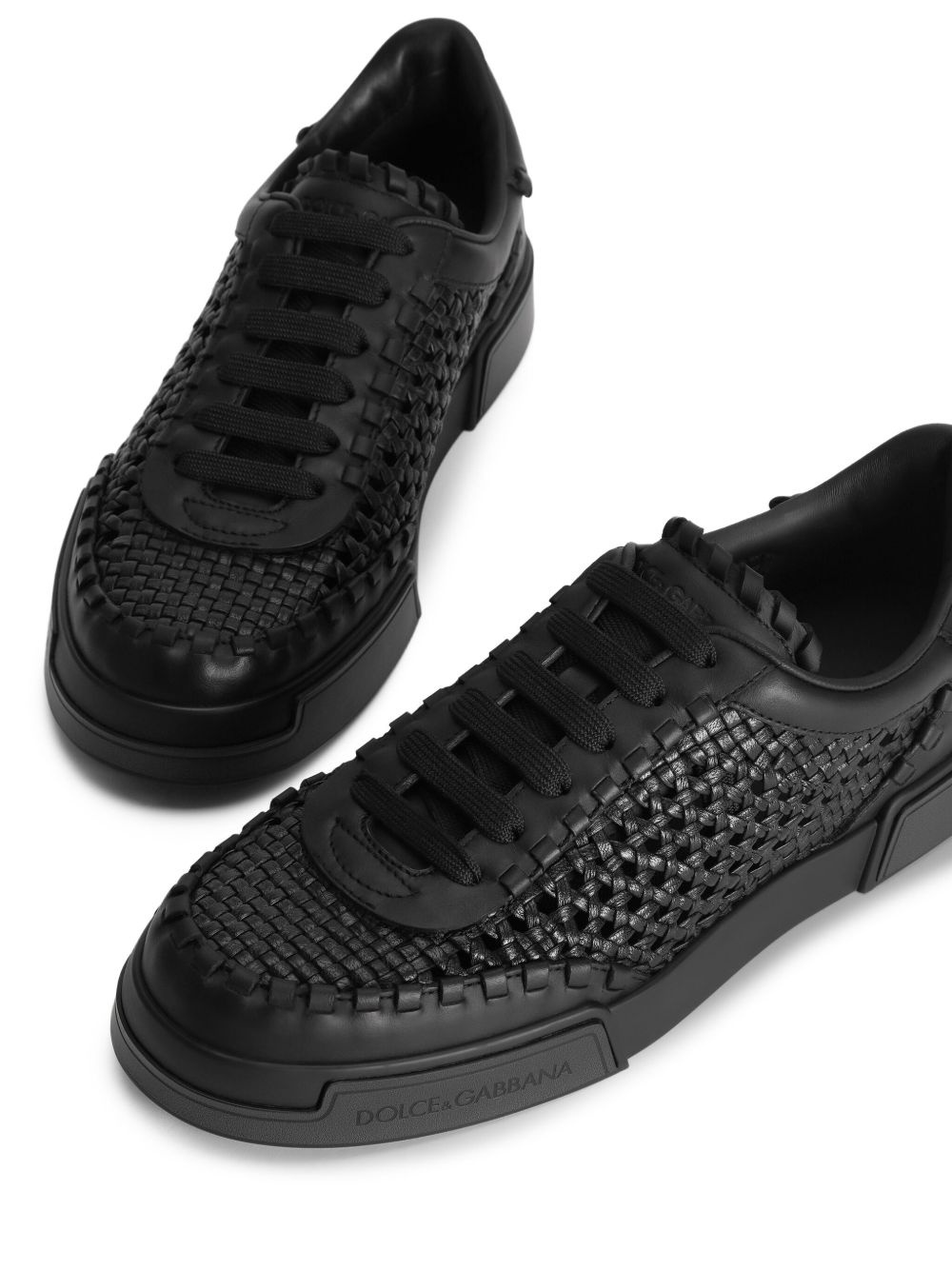 mesh-panelling leather sneakers - 4