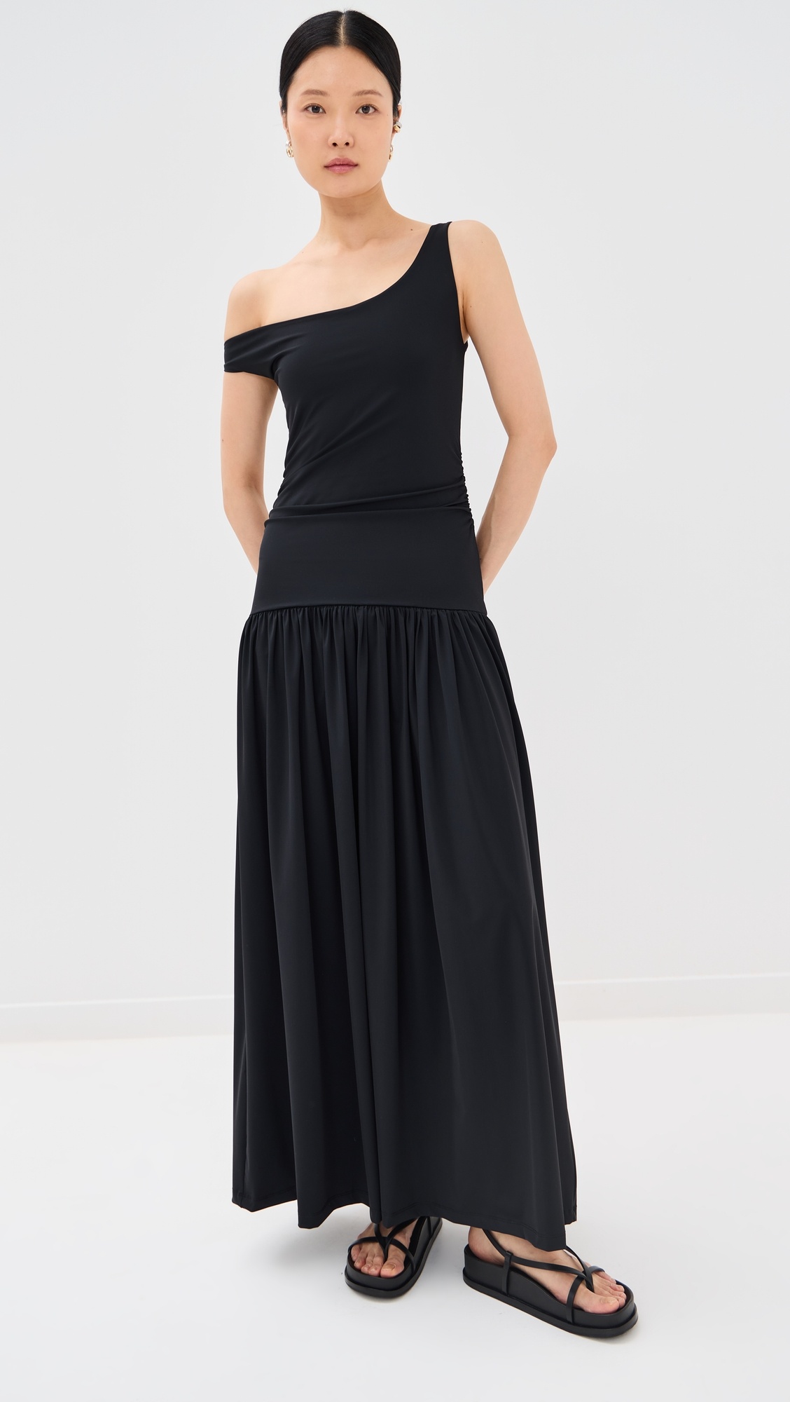 Off Shoulder Light Scuba Dress - 1