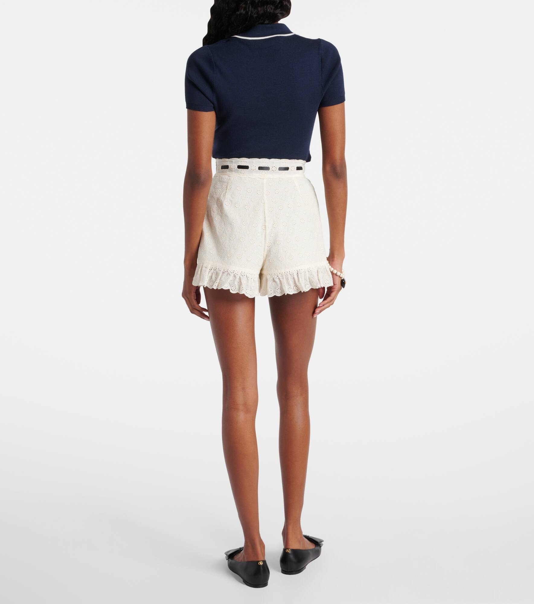 Floral ruffled cotton shorts - 3