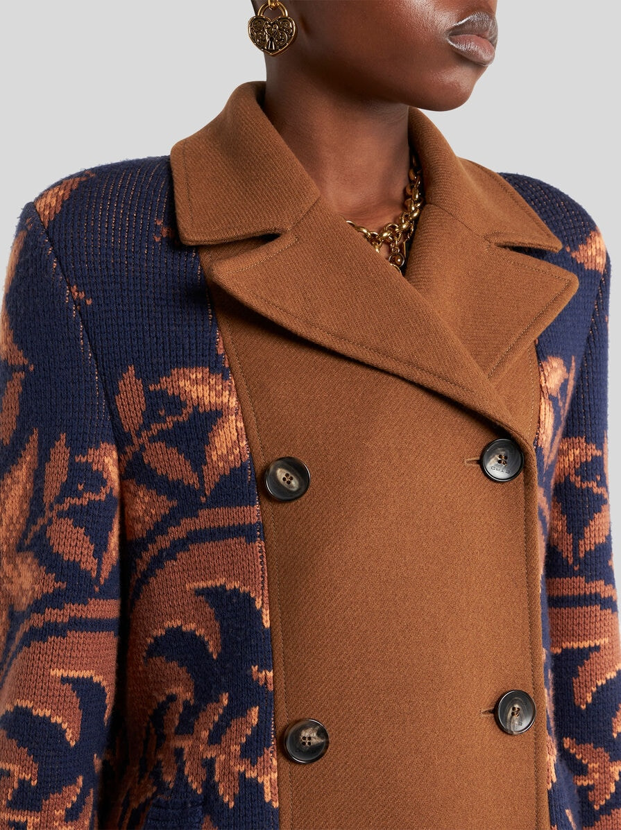 DOUBLE-BREASTED COAT WITH KNIT INSERTS - 2