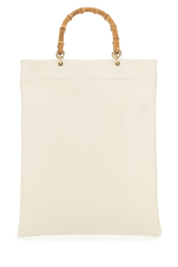 JIL SANDER Ivory Leather Medium Shopping Bag - 3