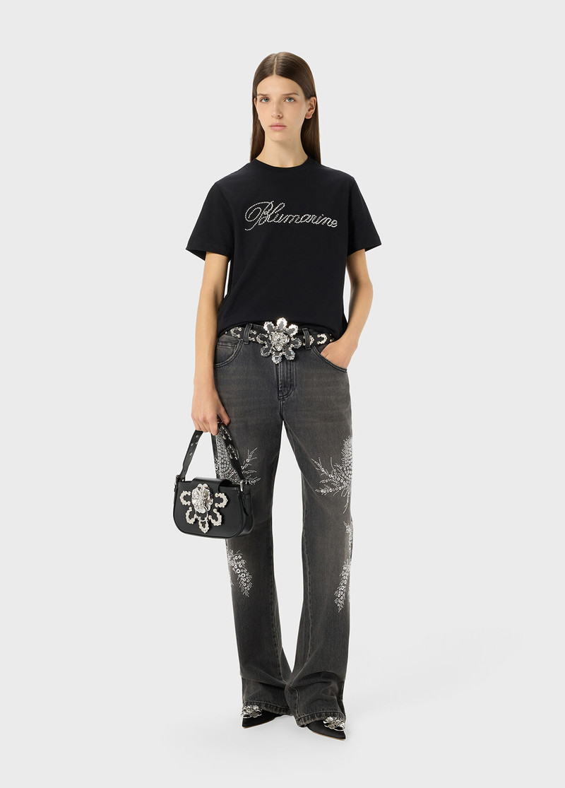 JEANS WITH EYELETS AND STUD EMBROIDERY 5