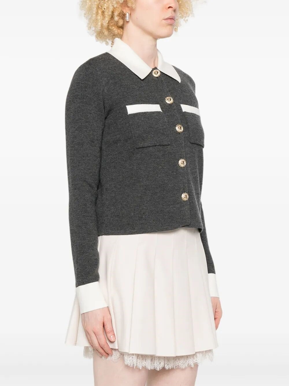 Contrast Collar Cardigan - 3