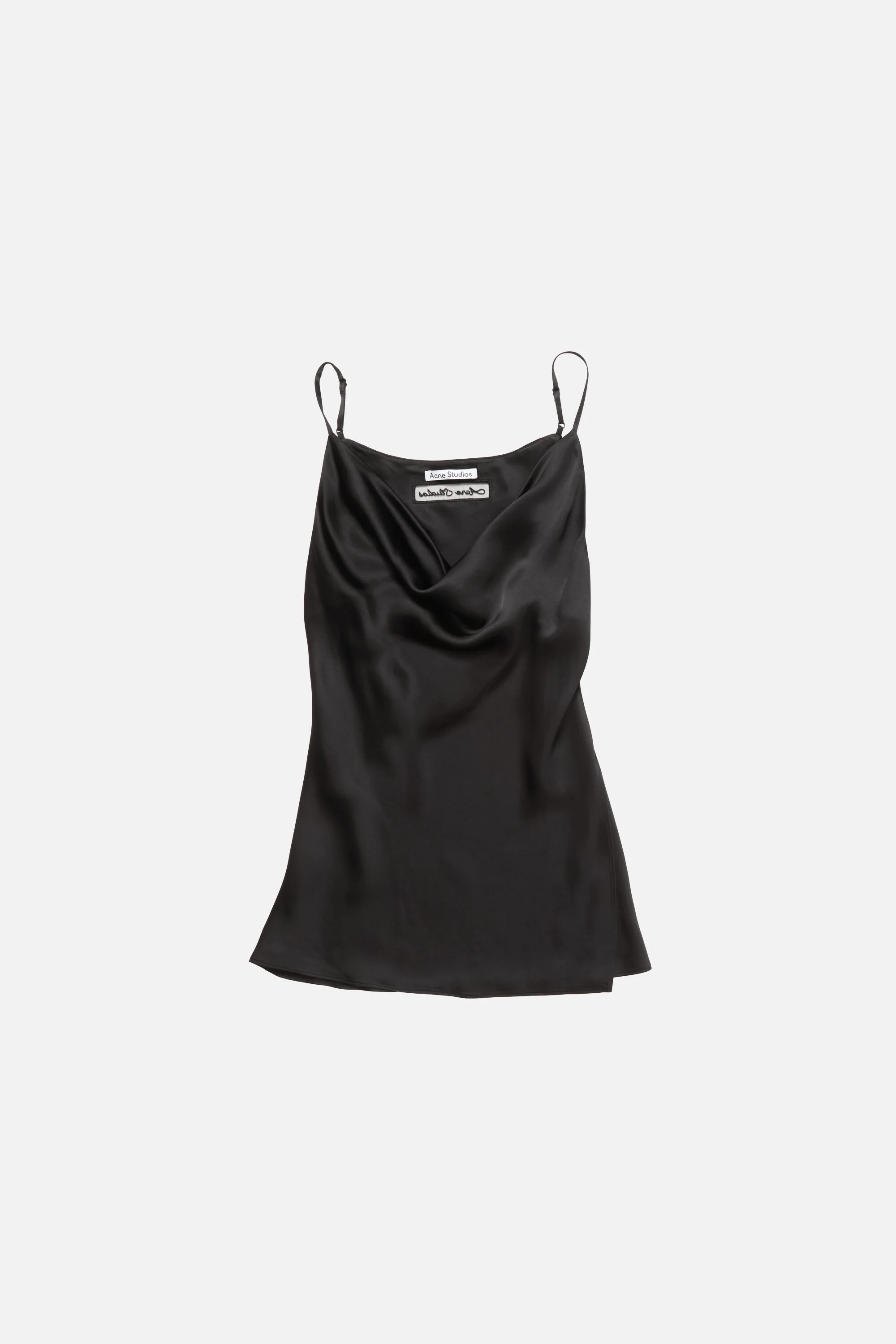 Shiny satin tank top - Black - 1
