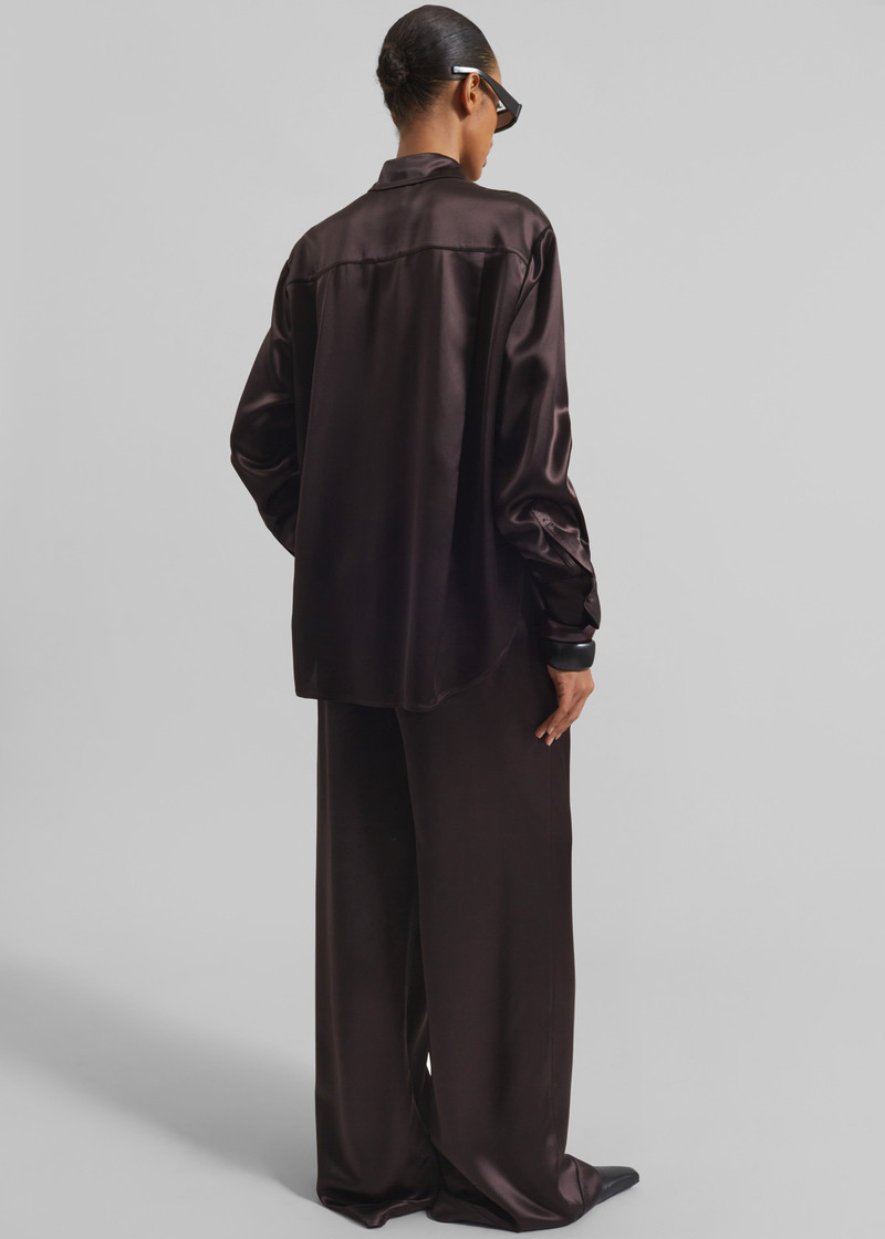 Mirca Satin Elastic Pants - Brown 7