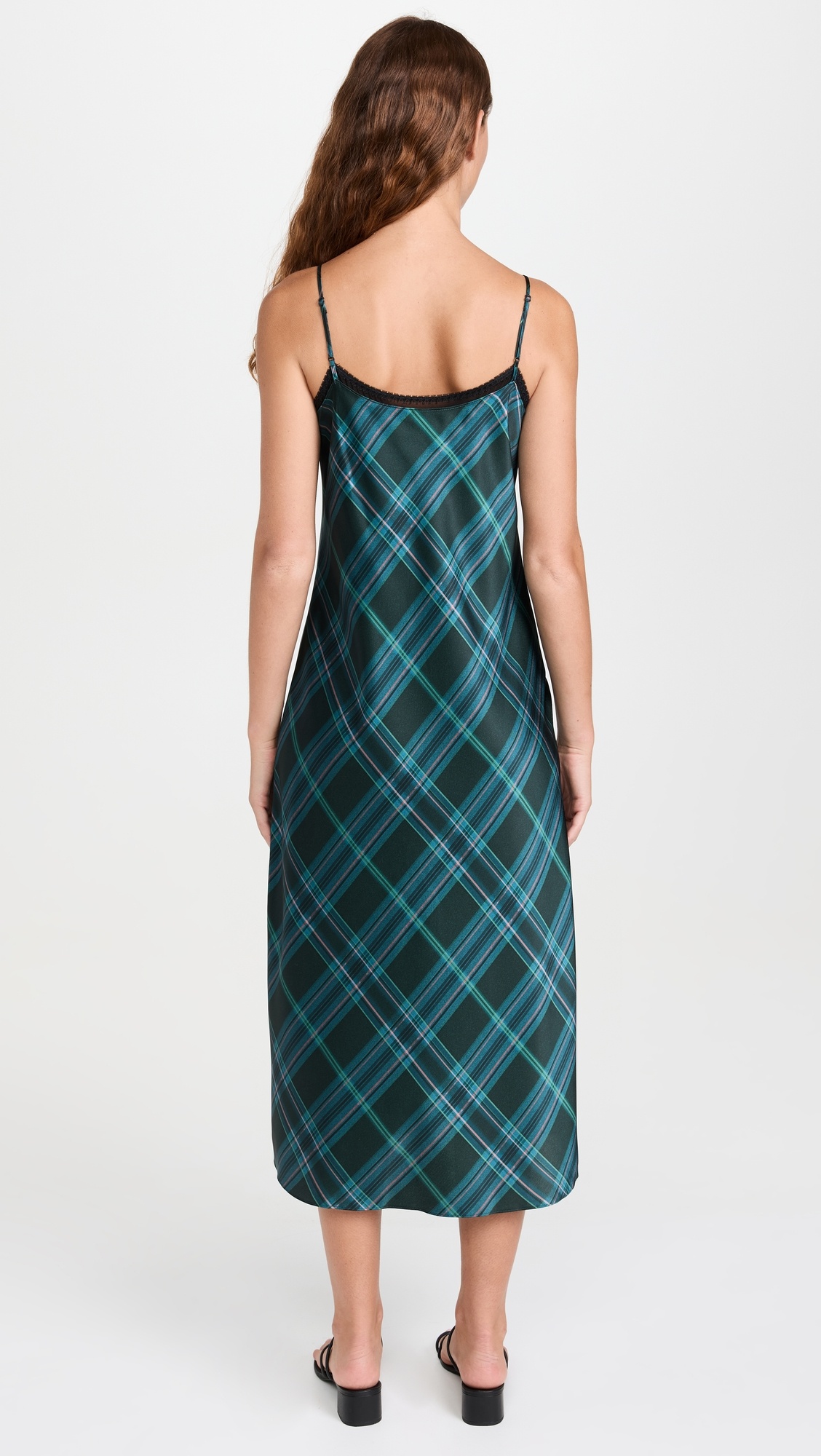 Plaid Lace Trim Slip Dress - 2