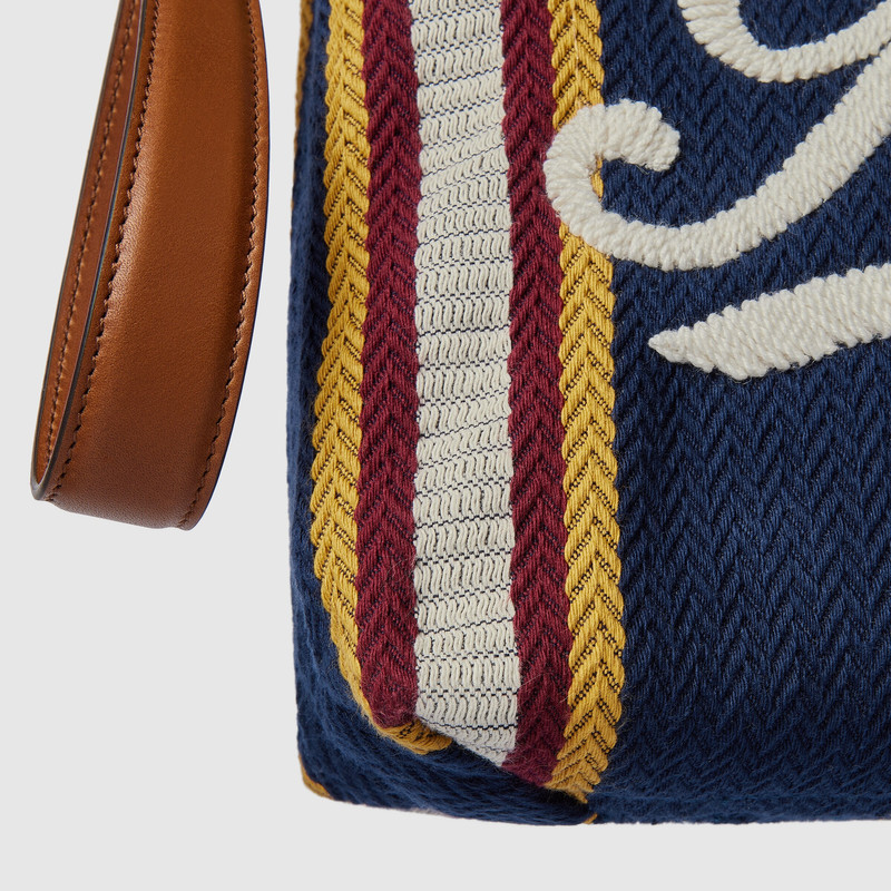 Large embroidered canvas pouch 10