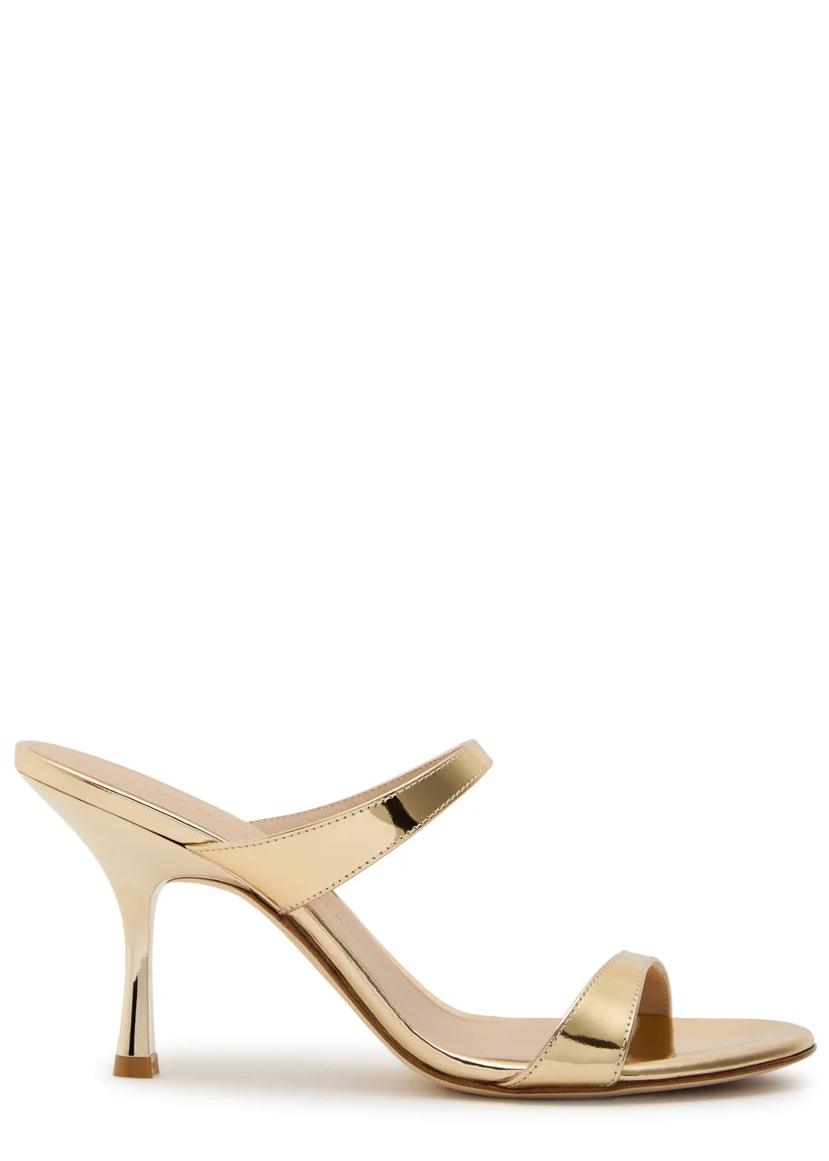 Stuart Weitzman Nudist 85 Metallic Leather Mules - 1