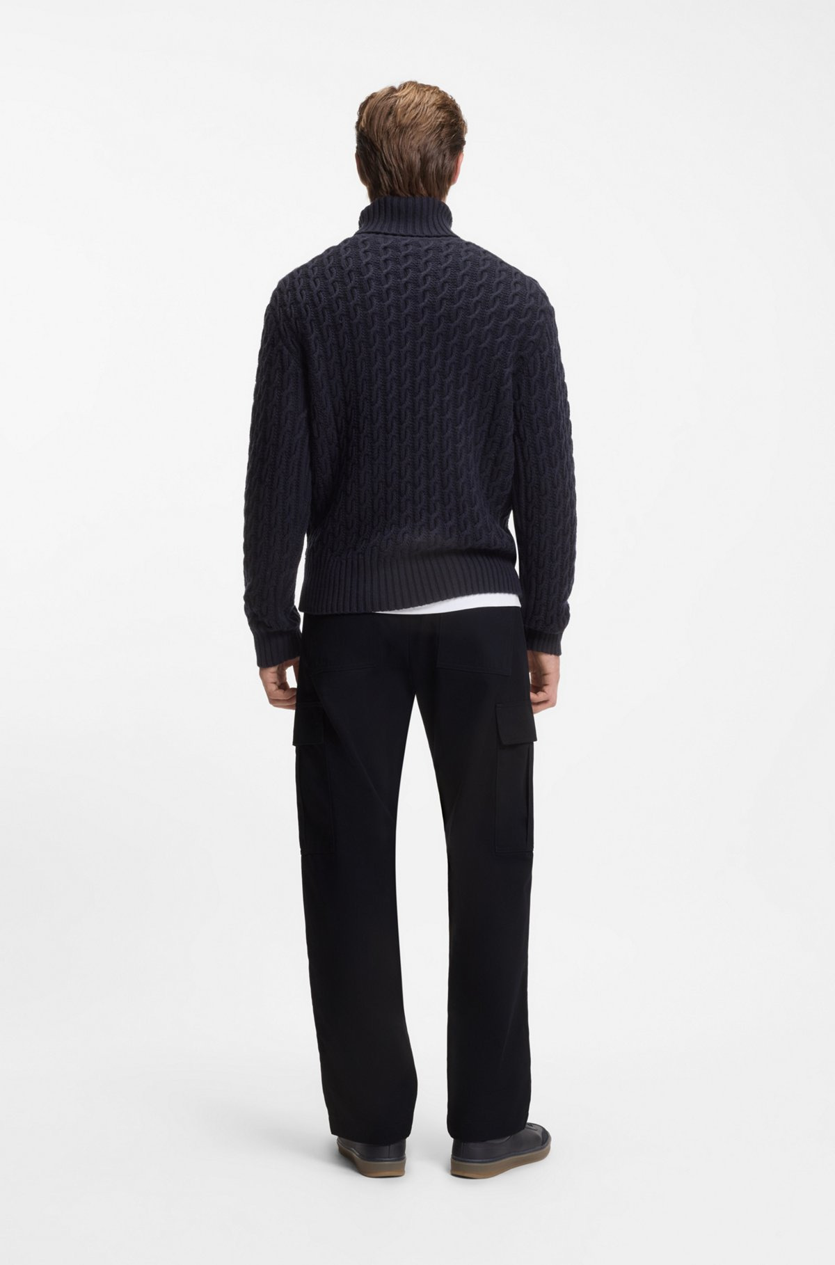 BECKHAM X BOSS CARGO TROUSERS IN MICRO-PATTERNED COTTON - 4