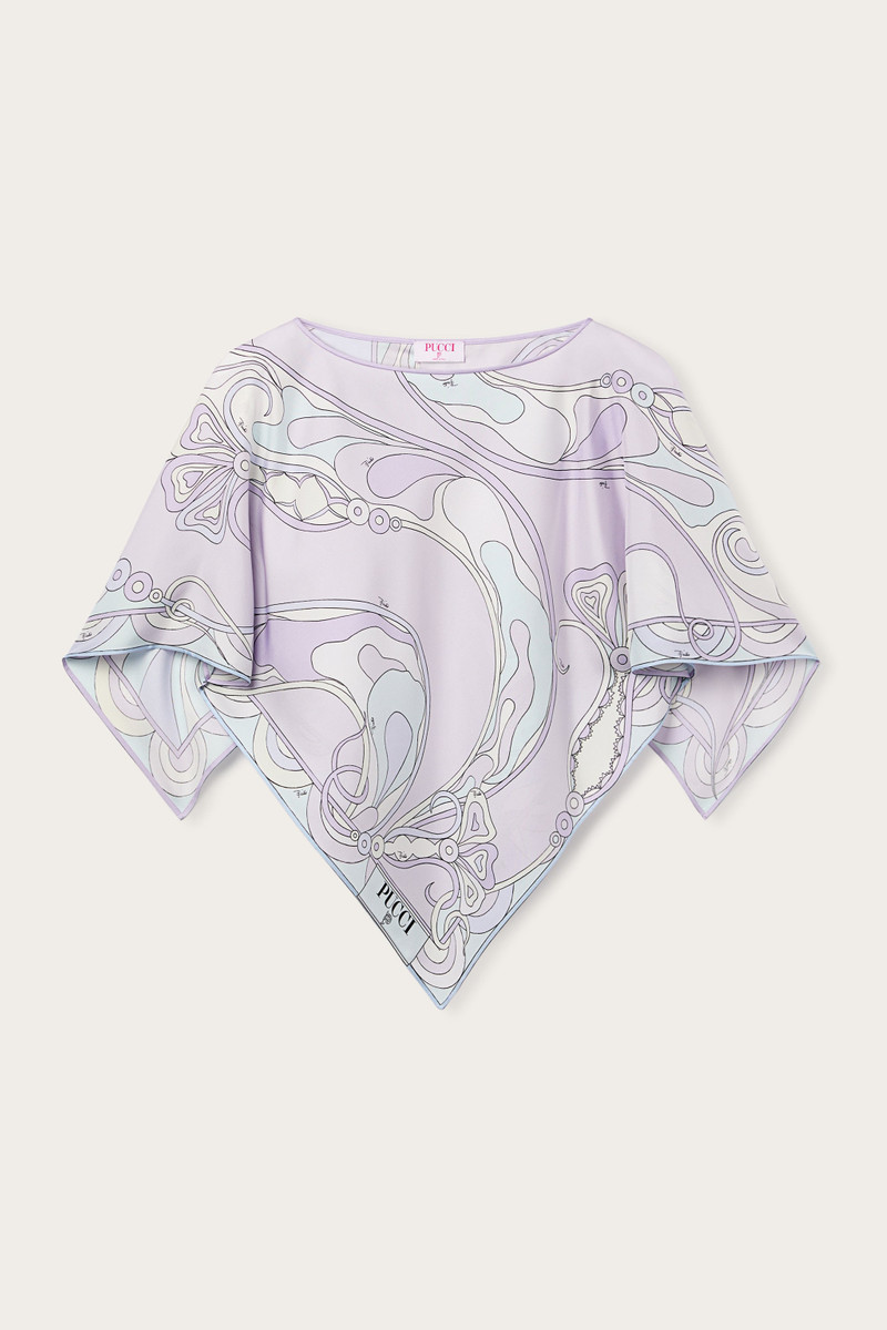 ORCHIDEE PRINT SILK CAPE BLOUSE 1