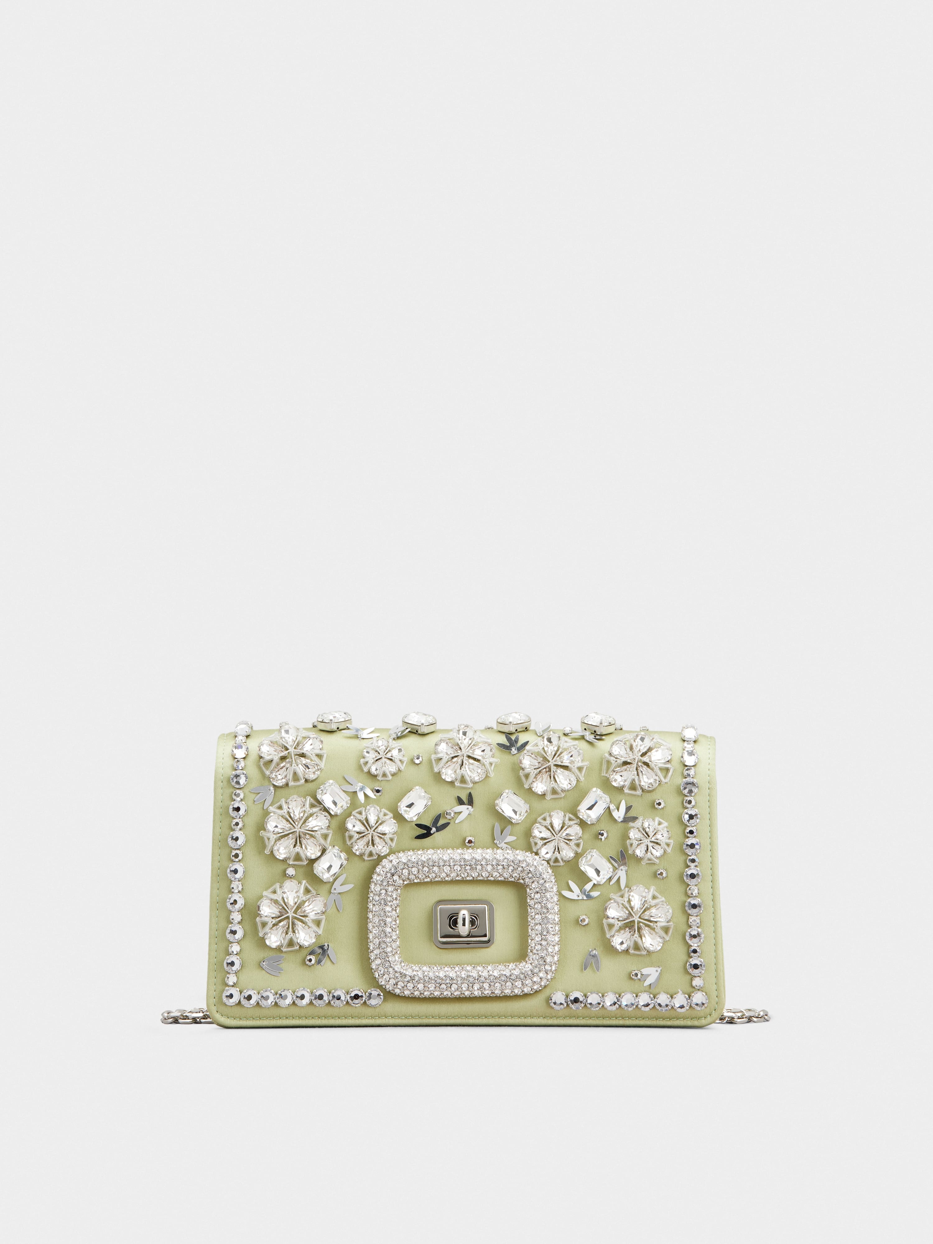 Viv' Choc Strass Flower Net Mini Bag in Satin - 1