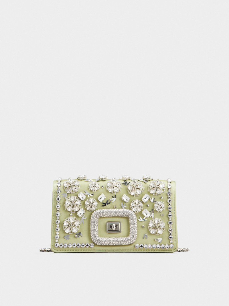 Viv' Choc Strass Flower Net Mini Bag in Satin 1
