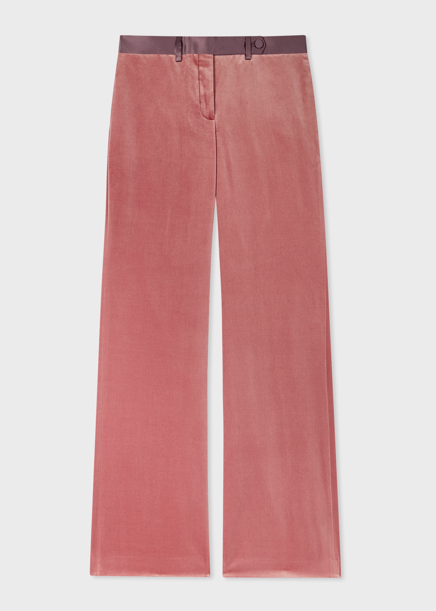 Women's Pink Bootcut Velvet Trousers - 1