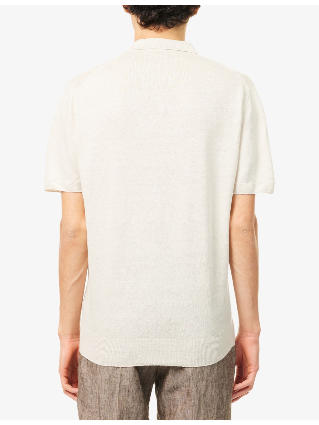 Open-Collar Textured Linen Polo Shirt - 4