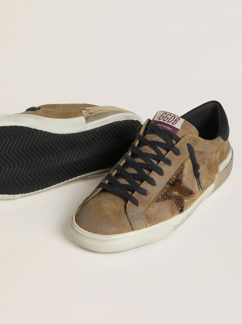 Men's Super-Star LTD in waxed suede with python-print star and nappa leather heel tab 3
