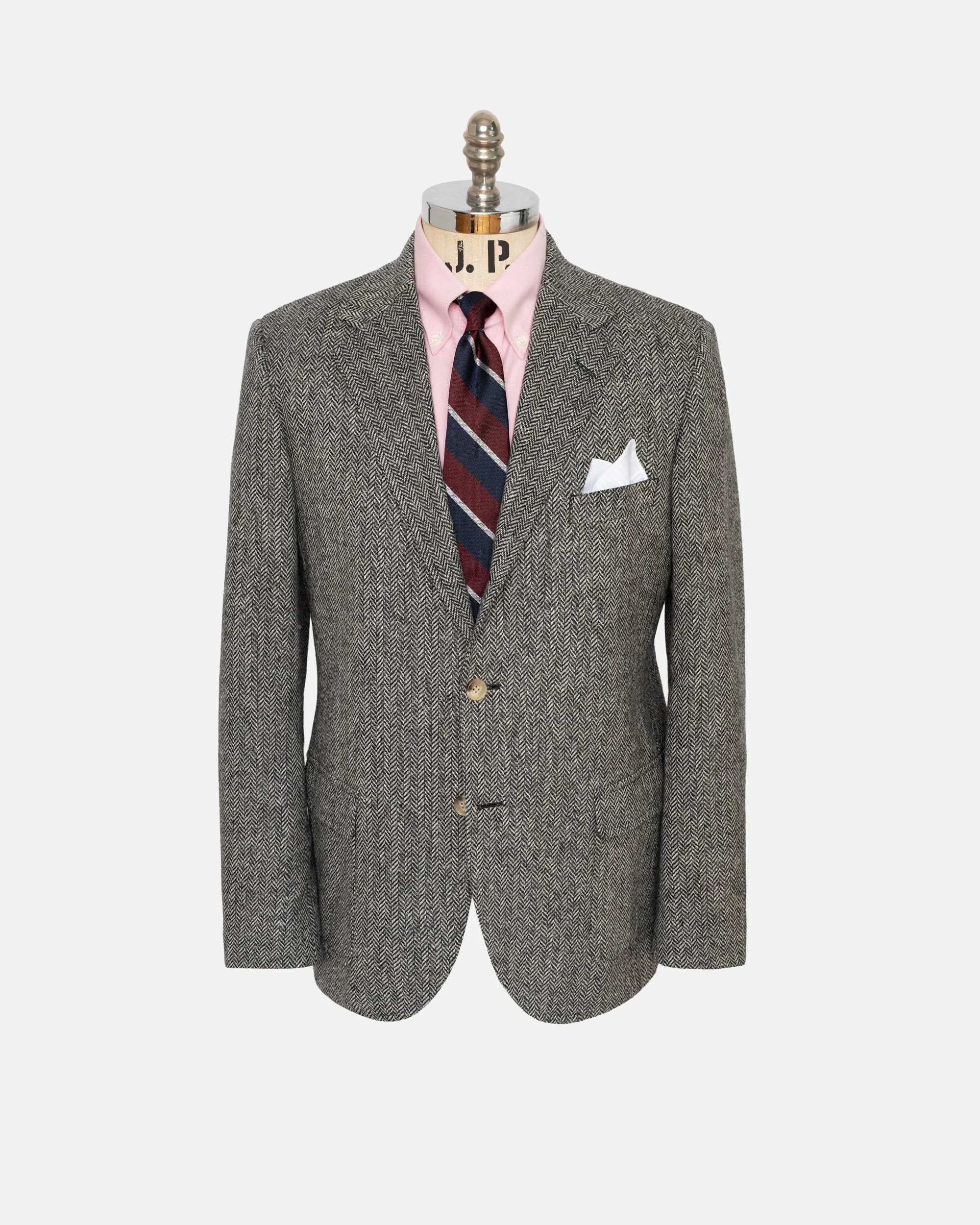 BLACK WHITE HERRINGBONE SPORT COAT - TRIM FIT - 1