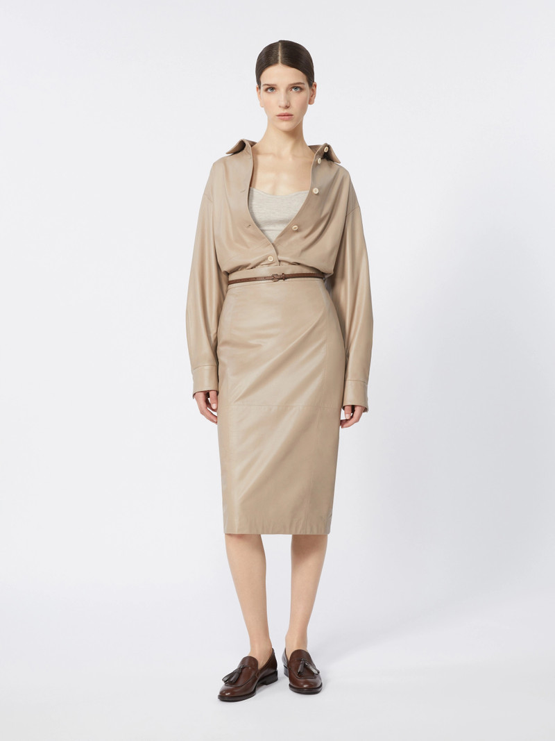 Max Mara Nappa leather pencil skirt - SAND outlook