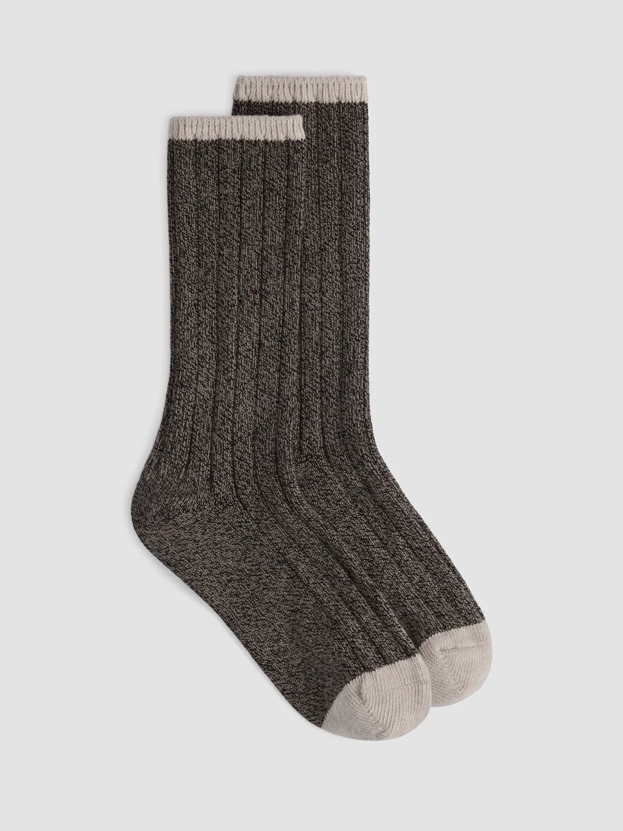 Cotton Marl Ribbed Sock - 1
