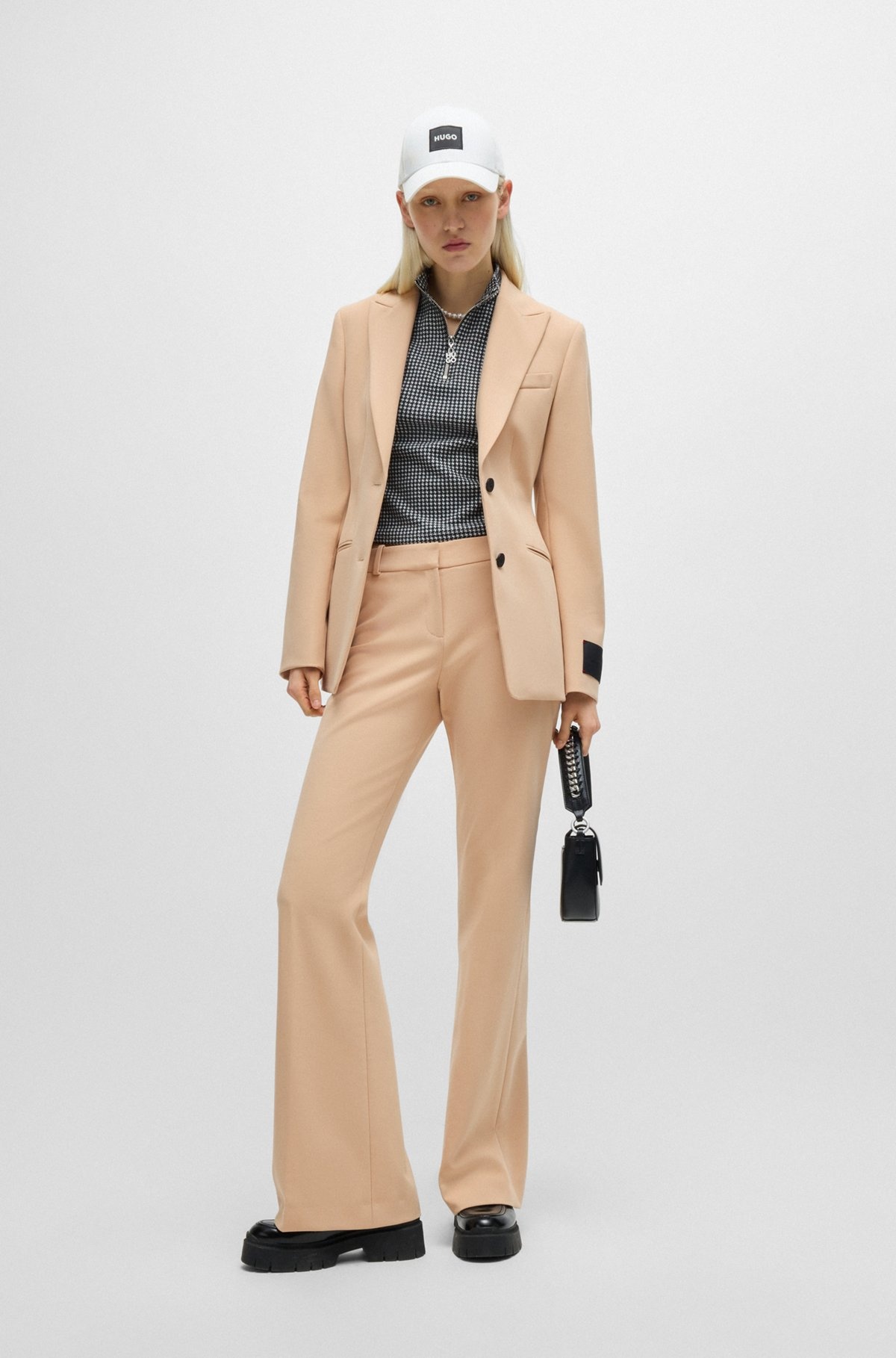 REGULAR-FIT TROUSERS IN STRETCH FABRIC WITH BOOTCUT LEG - 3