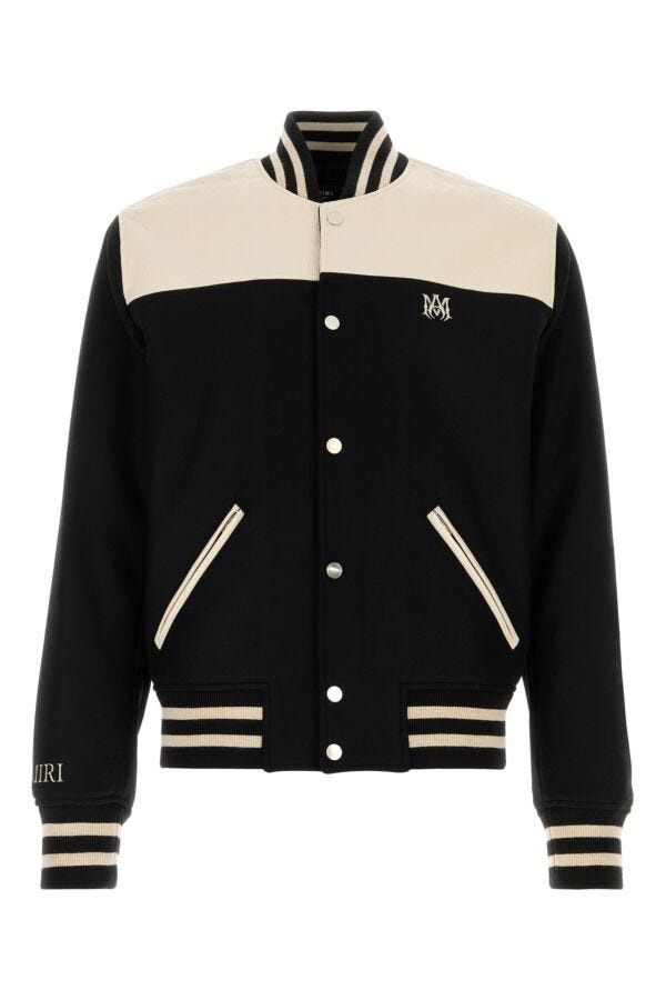 Two-tone wool blend bomber jacket - 1