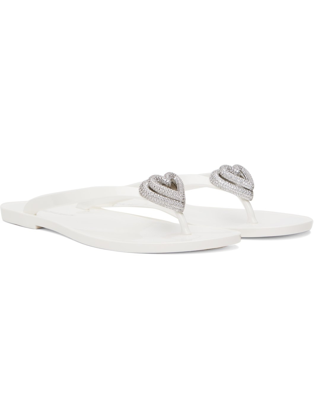 White Double Heart Flip-Flops - 4