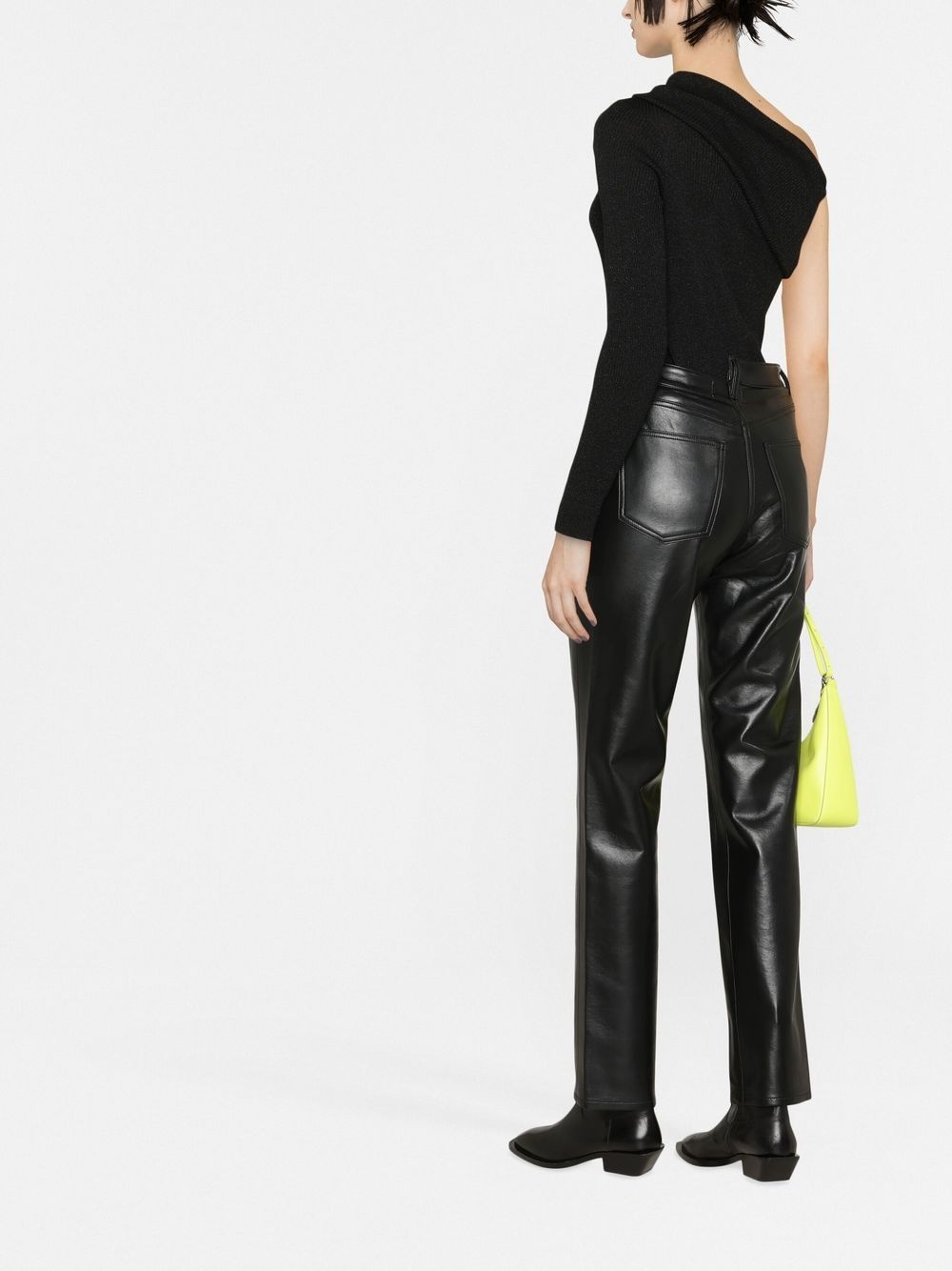 asymmetric recycled leather-blend trousers - 4