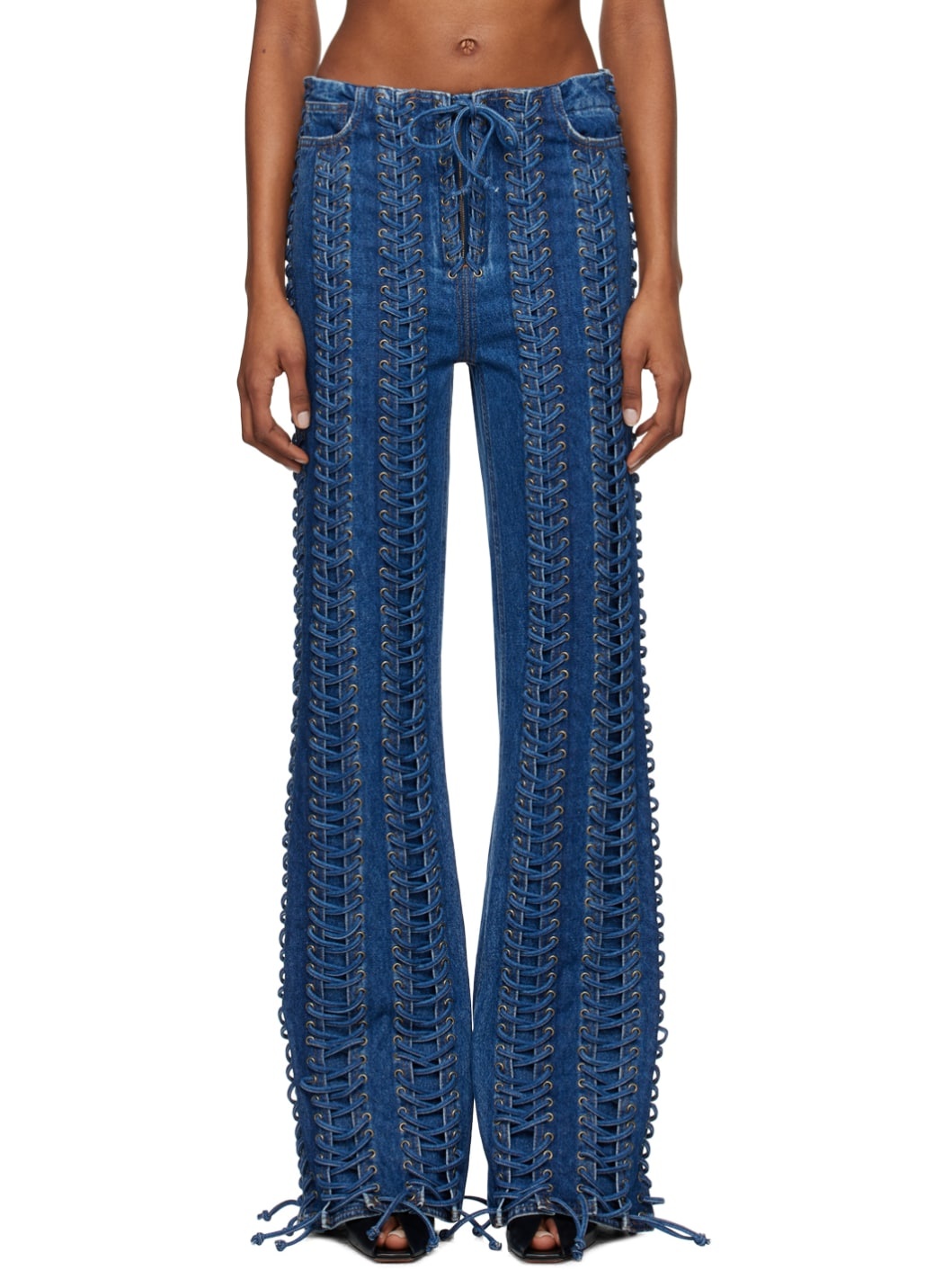 Blue 'The Lace-Up' Jeans - 1
