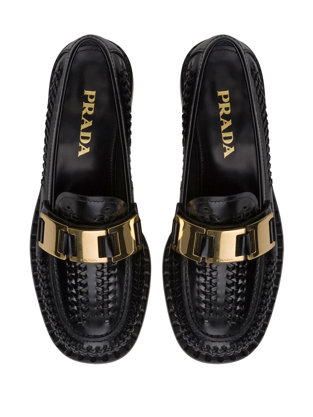 buckled woven loafers - 4