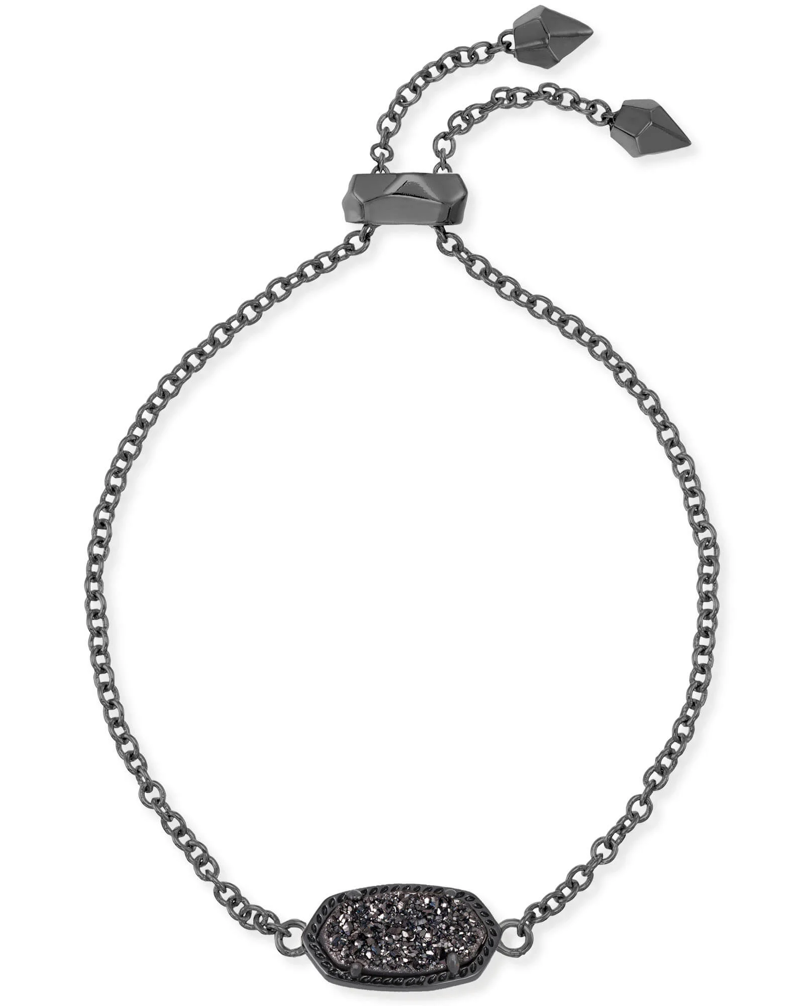 Elaina Gunmetal Adjustable Chain Bracelet in Black Drusy - 1